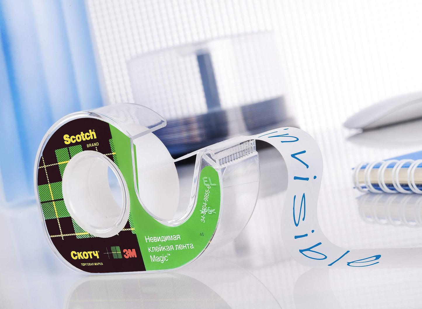 Scotch Desk Tape Dispenser C38, Black + Magic Invisible Tape, 19mm x 33m, 4 Rolls/Pack