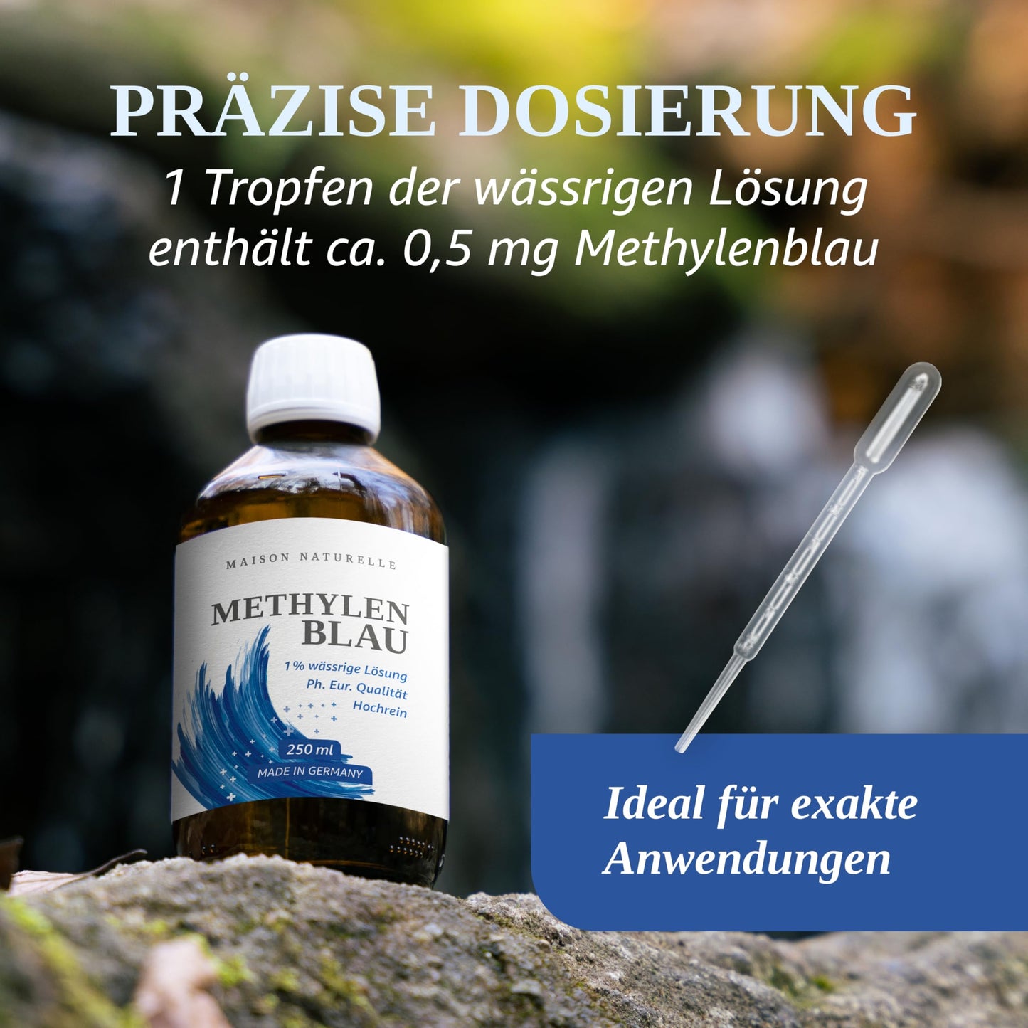 Methylene blue (250ml) high-dose drops | Solution with 99.9% purity | High-dose Methylene Blue | Methylene Blue 1% Solution
