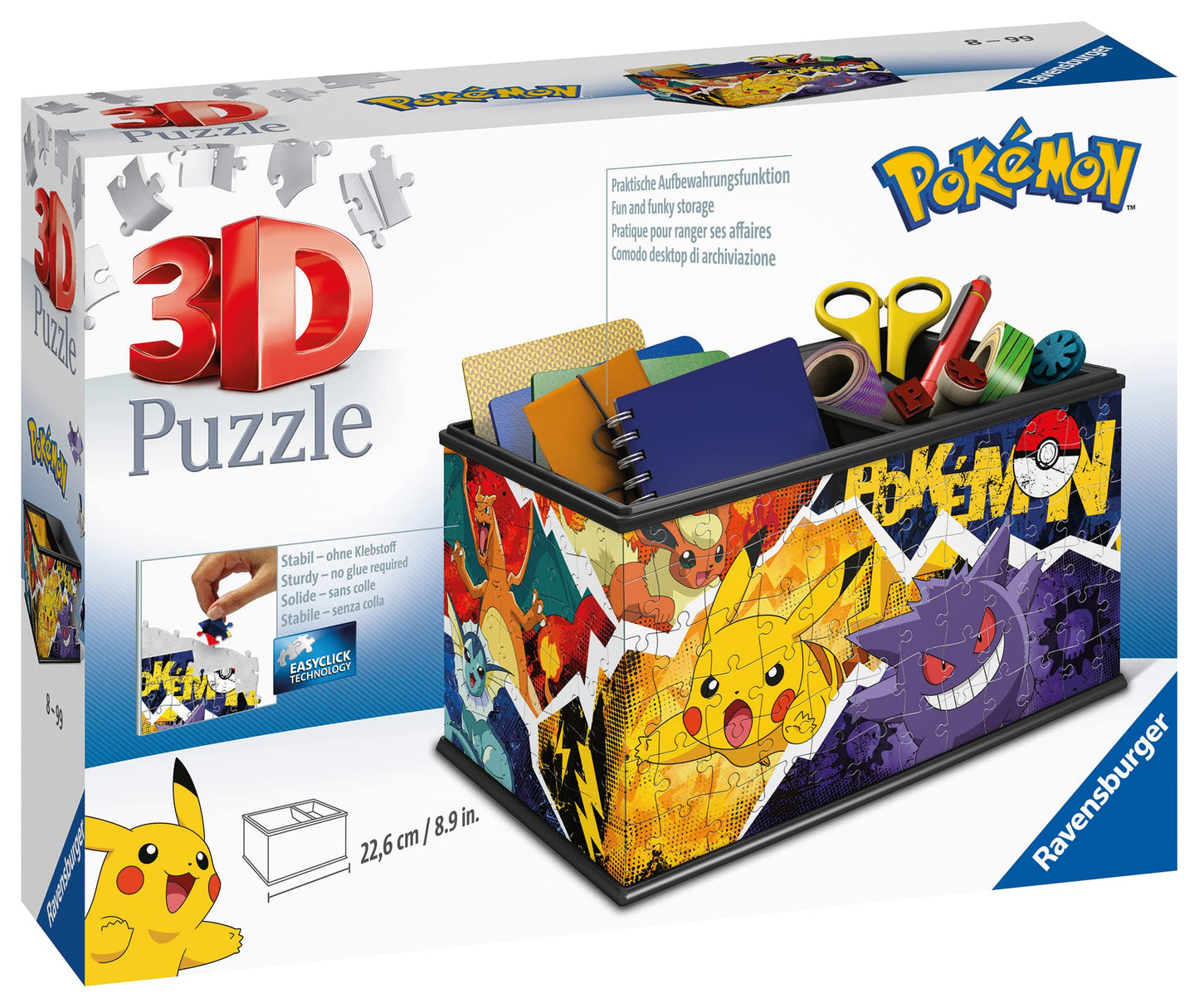 Ravensburger 3D Puzzle 11547 - Night Light Puzzle Ball Pokémon & 3D Puzzle 11546 - Storage Box Pokémon - 216 Pieces - Convenient organizer for Pokémon fans aged 8 and up.