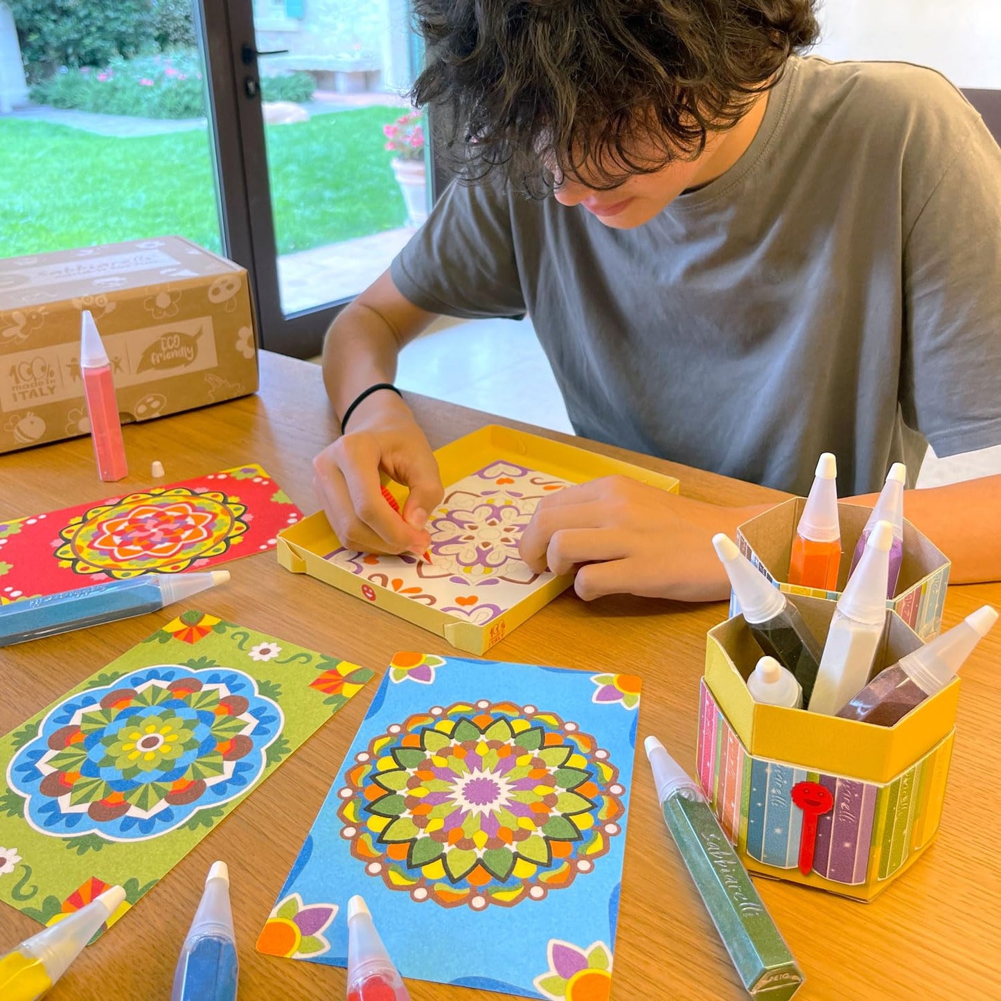 Sabbiarelli Sand-it For Fun - Box Sandsation Art, creative set with colored sand, relaxing and stress-relieving artistic activity, gift idea for children and adults.