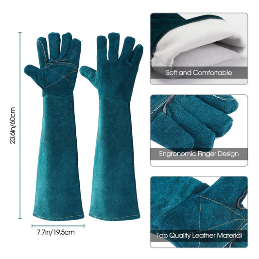 AOWPFVV gloves for handling animals, 60 cm/ 23.6 inch Anti-Bite work gloves for welding, caring for, handling dog/cat/bird/snake/parrot/lizard/reptiles.