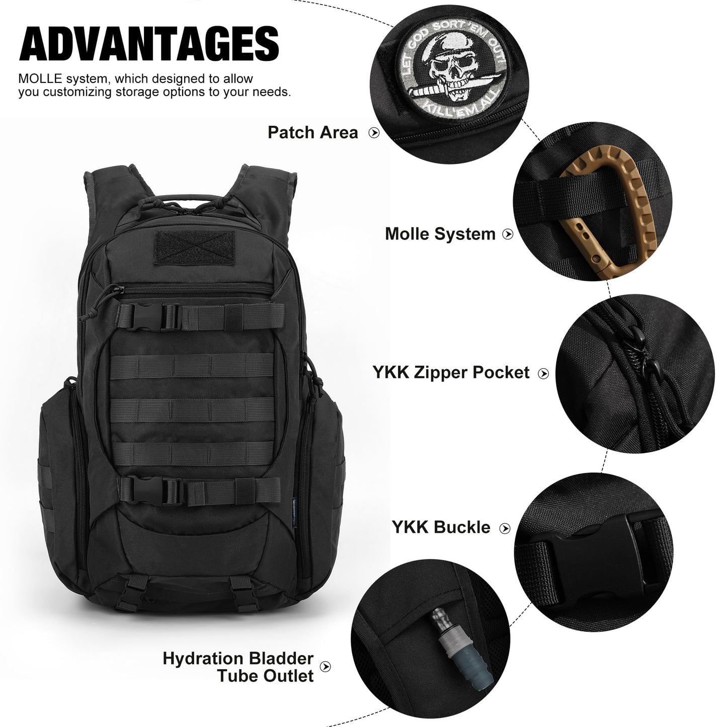 Mardingtop 28L backpack, tactical trekking pack, outdoor hiking backpack for camping, hiking, and traveling.
