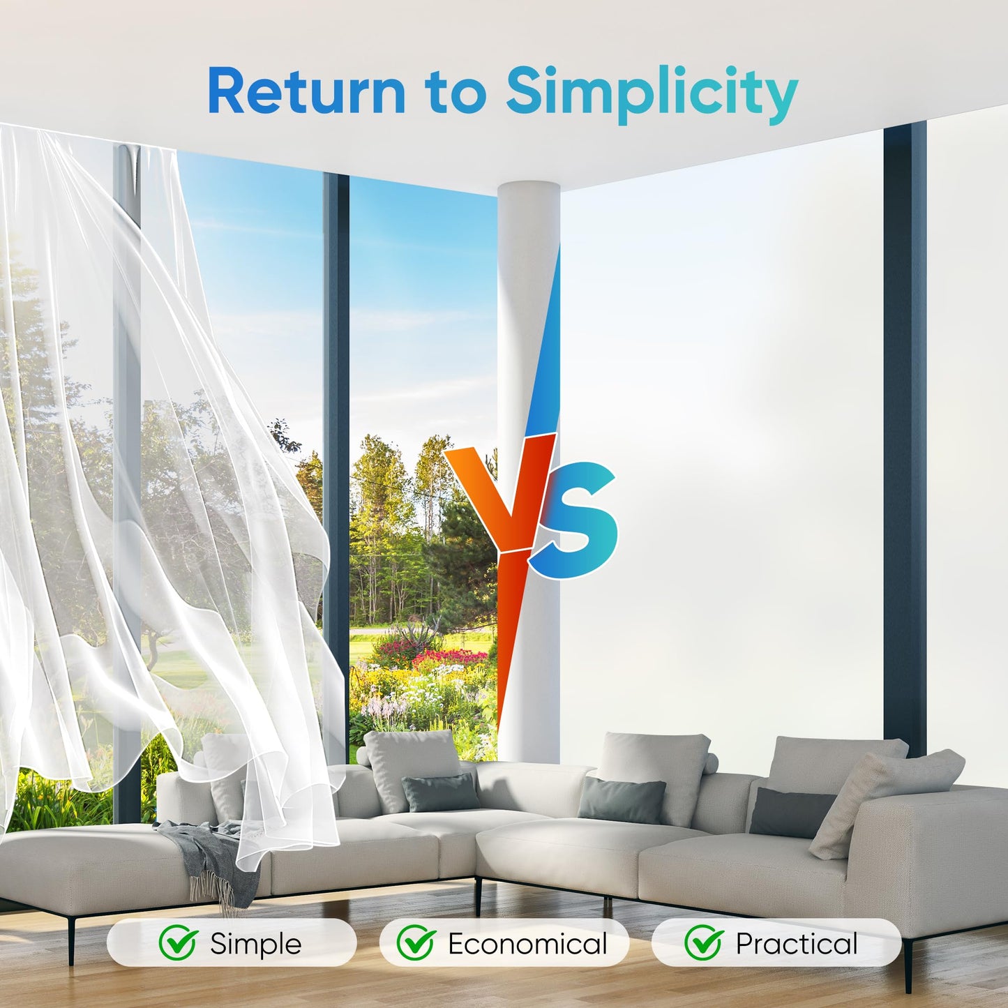 Funfox Window Film Opaque Self-Adhesive, Static Frosted Glass Film with UV Protection, Privacy Film White Matte for Bathroom Office Bedroom, Easy to Remove Without Glue, 88x200cm
