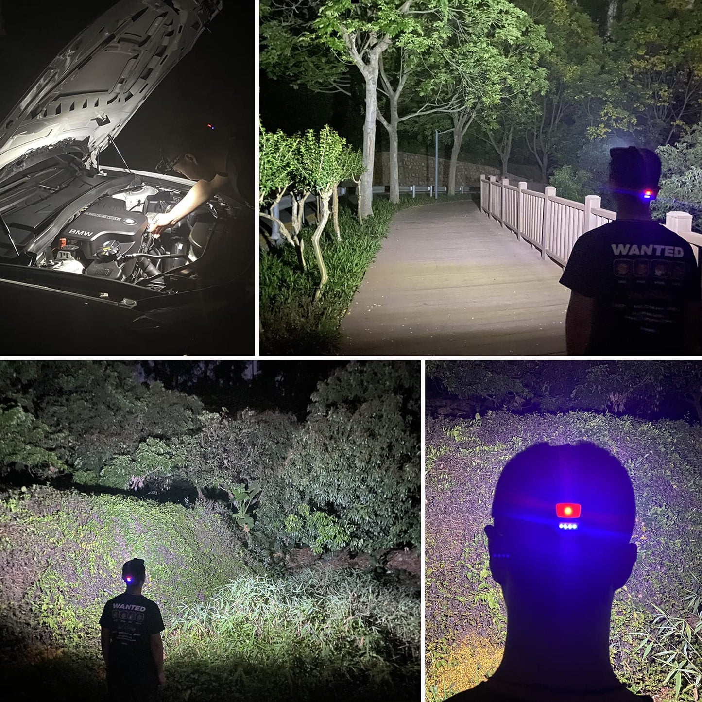 DARKBEAM COB Floodlight Headlamp LED with Red Light Rechargeable USB, Bright 2000 Lumens, Rechargeable Waterproof Headlamp, Fishing, Work Light for Helmet, Including Batteries, 7-14 Hours Battery Life.