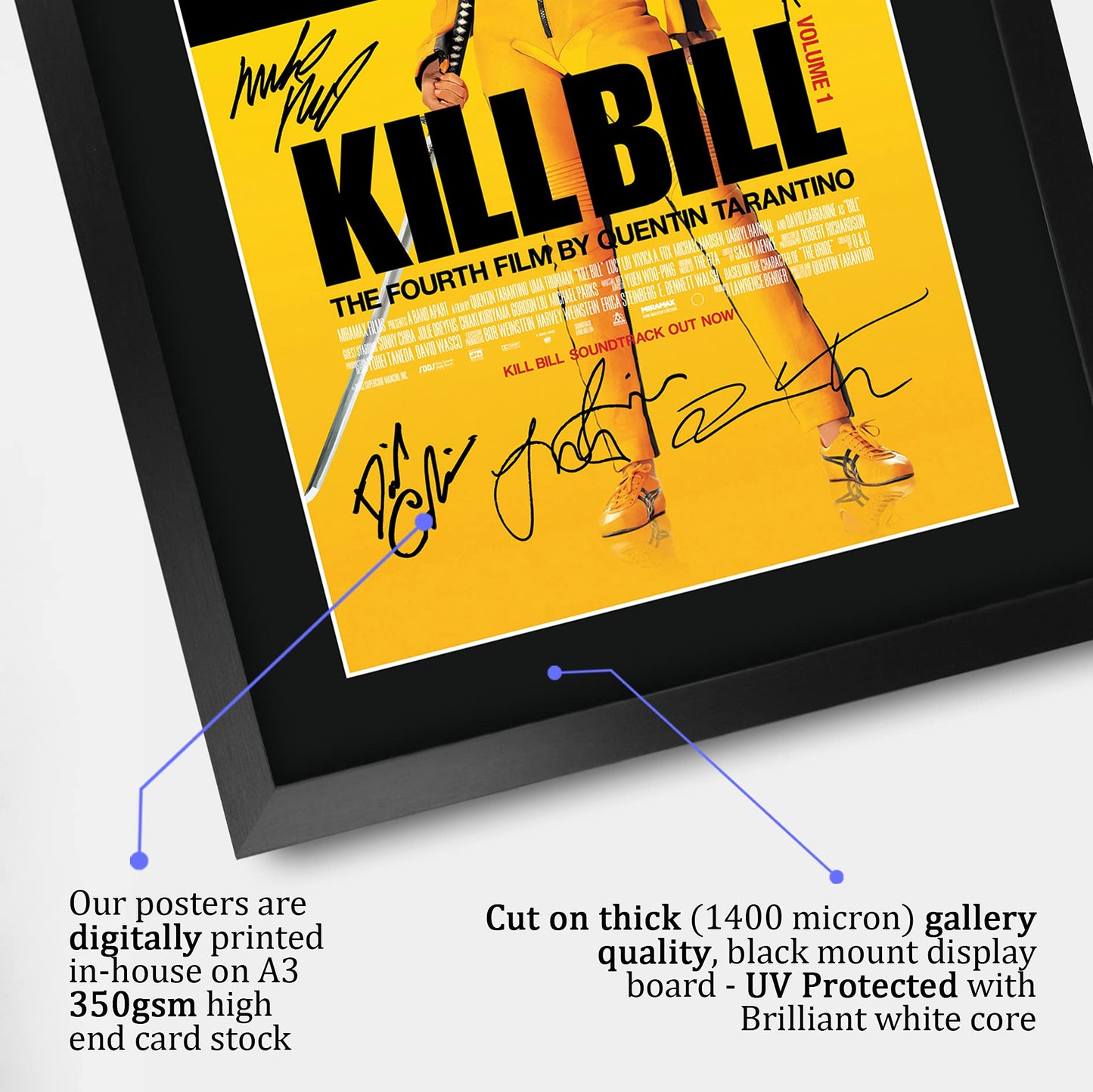 HWC Trading Kill Bill Vol 1 Gift Ducked Signed Autograph Photo for Fans of Film Memorabilia - A3 Framed