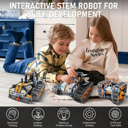 JOYTREKY Engineering Robot Kids Building Toy 5-in-1, App & Remote Control RC Technic Robot Toy, Programmable Technic Tank Car Toy, Gift for Kids Boys Girls 6-12+ Years