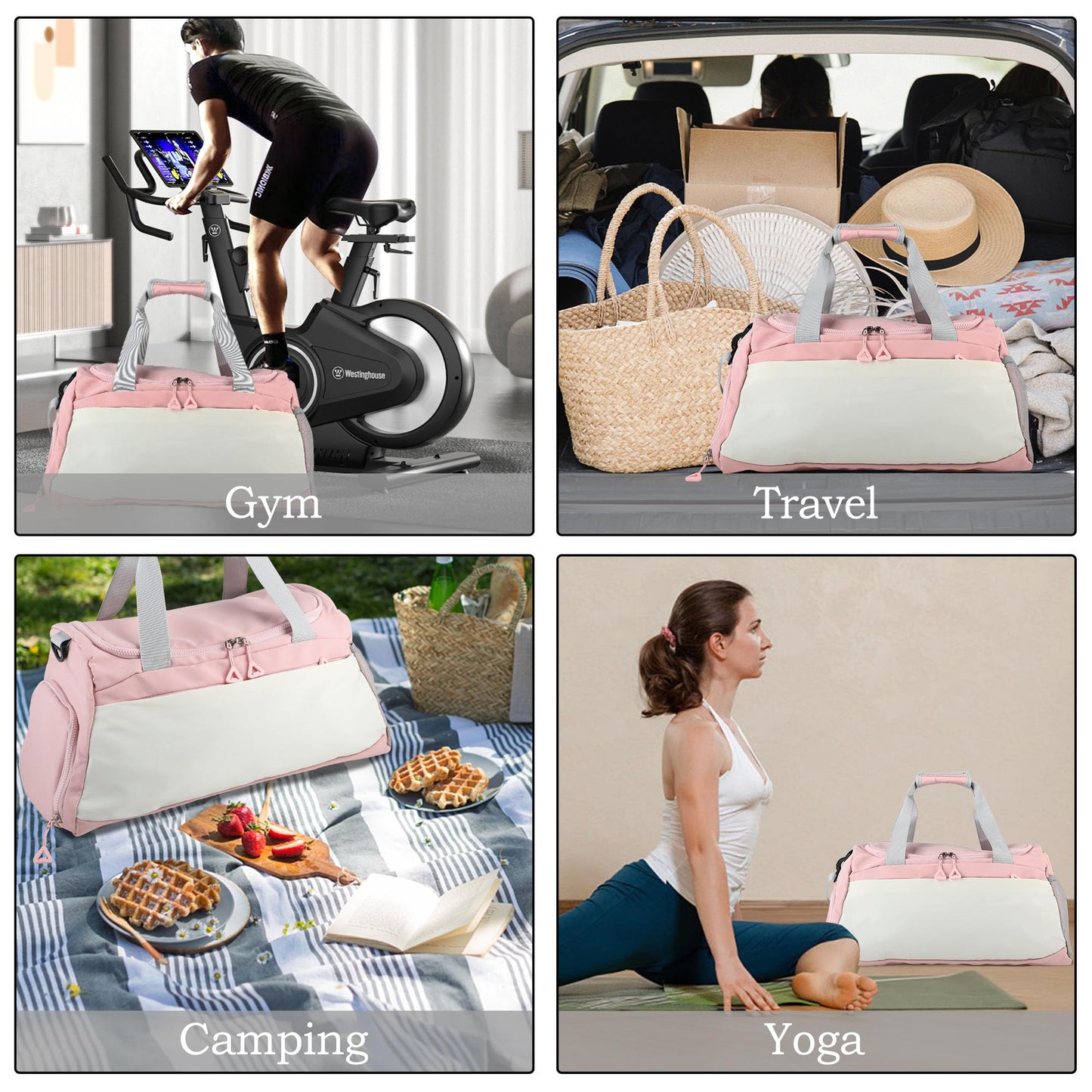 Sports bag for men and women, pink, fashionable.