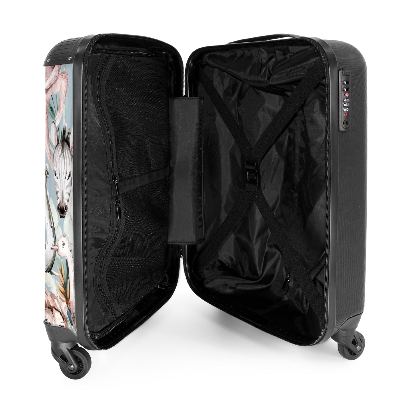 NoBoringSuitcases.com® Children's Suitcase Hardshell Small Roller Hand Luggage Gift - Watercolor - Animal Design - Small 55x40x20 Trolley Case