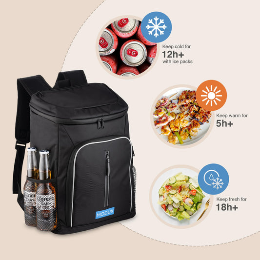 Modux 30L cooling backpack thermal backpack - Insulated cooler bag keeps food hot or cold - Perfect for camping, picnicking, and grilling cooler bag.