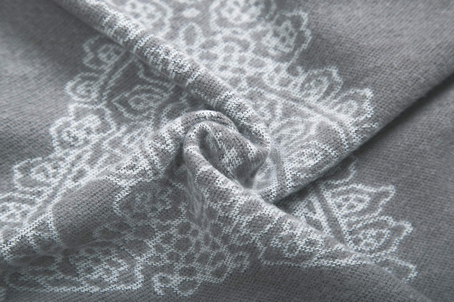 EXCHIC Women's Warm Open Front Knit Scarves and Wraps Floral Elegant Cardigans Poncho Cape Coat Jacket (Gray-91)