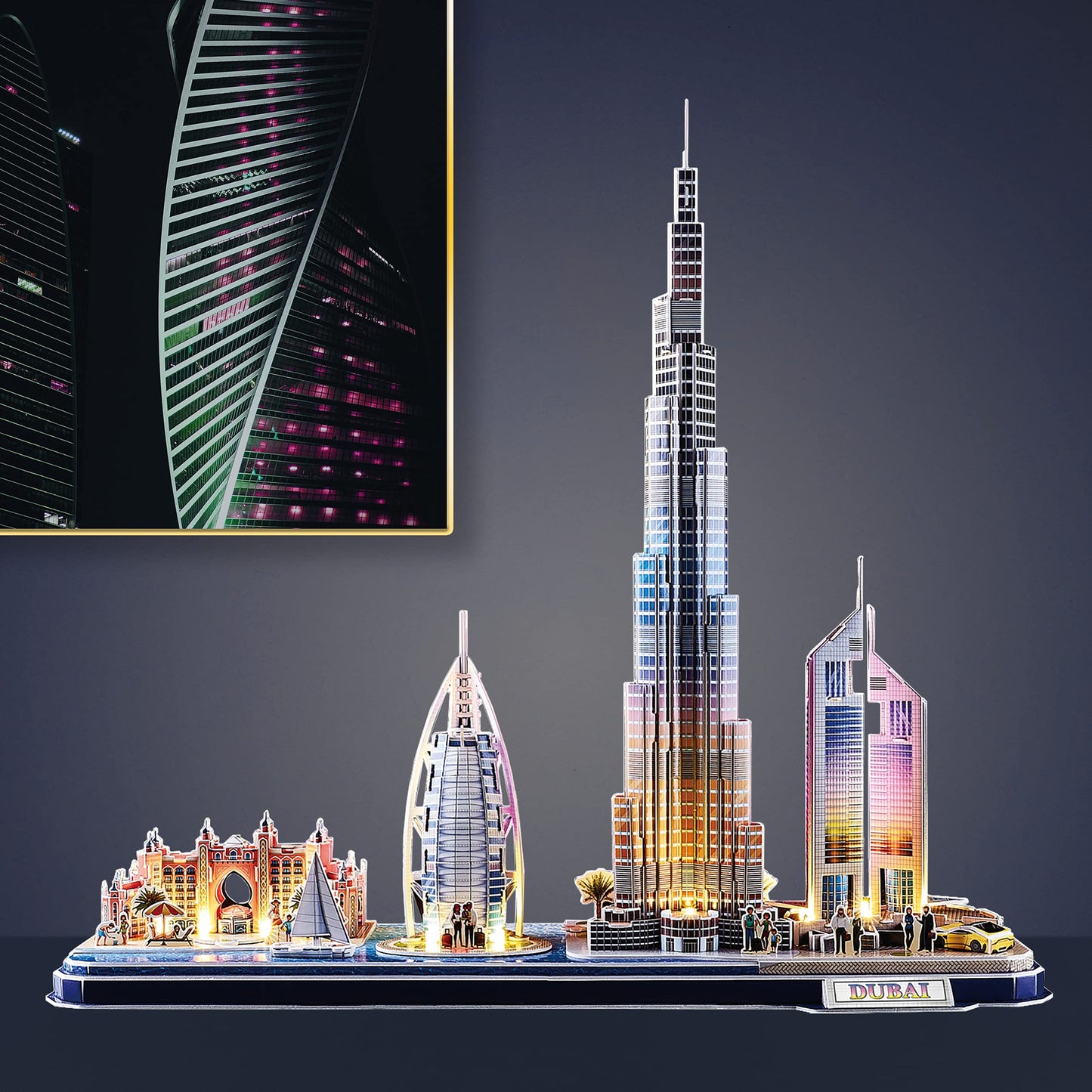 3D Puzzle Kids - Dubai LED City Line | 3D Puzzle Adults | Model Building Kit for Adults | Gift for Kids 8+ | 186 Pieces | DIY