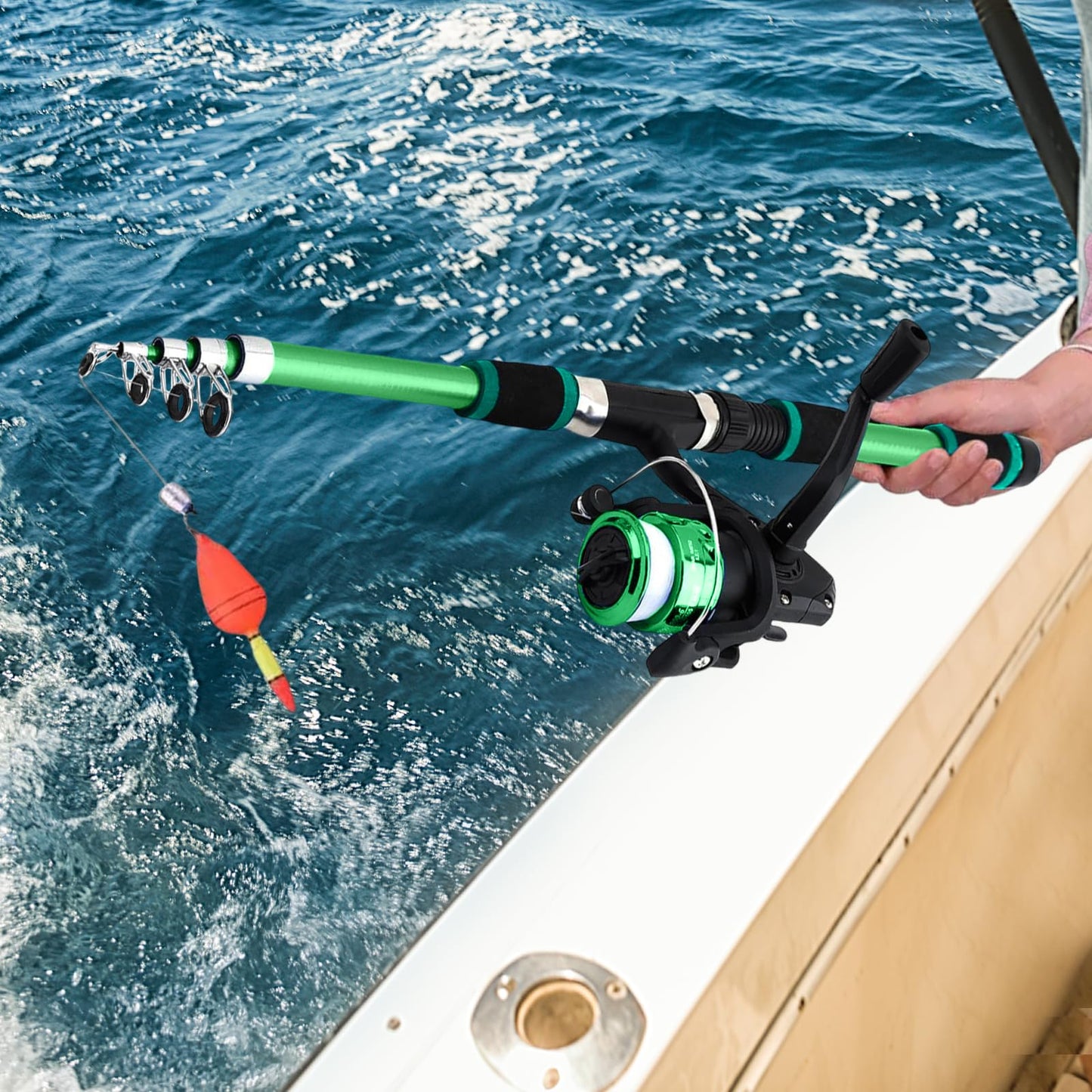 Kids fishing rod set, 1.8m beginner fishing rod for kids with reel and bait set, carbon fiber telescopic rod and reel, fishing gear for kids aged 3-10 (Green)