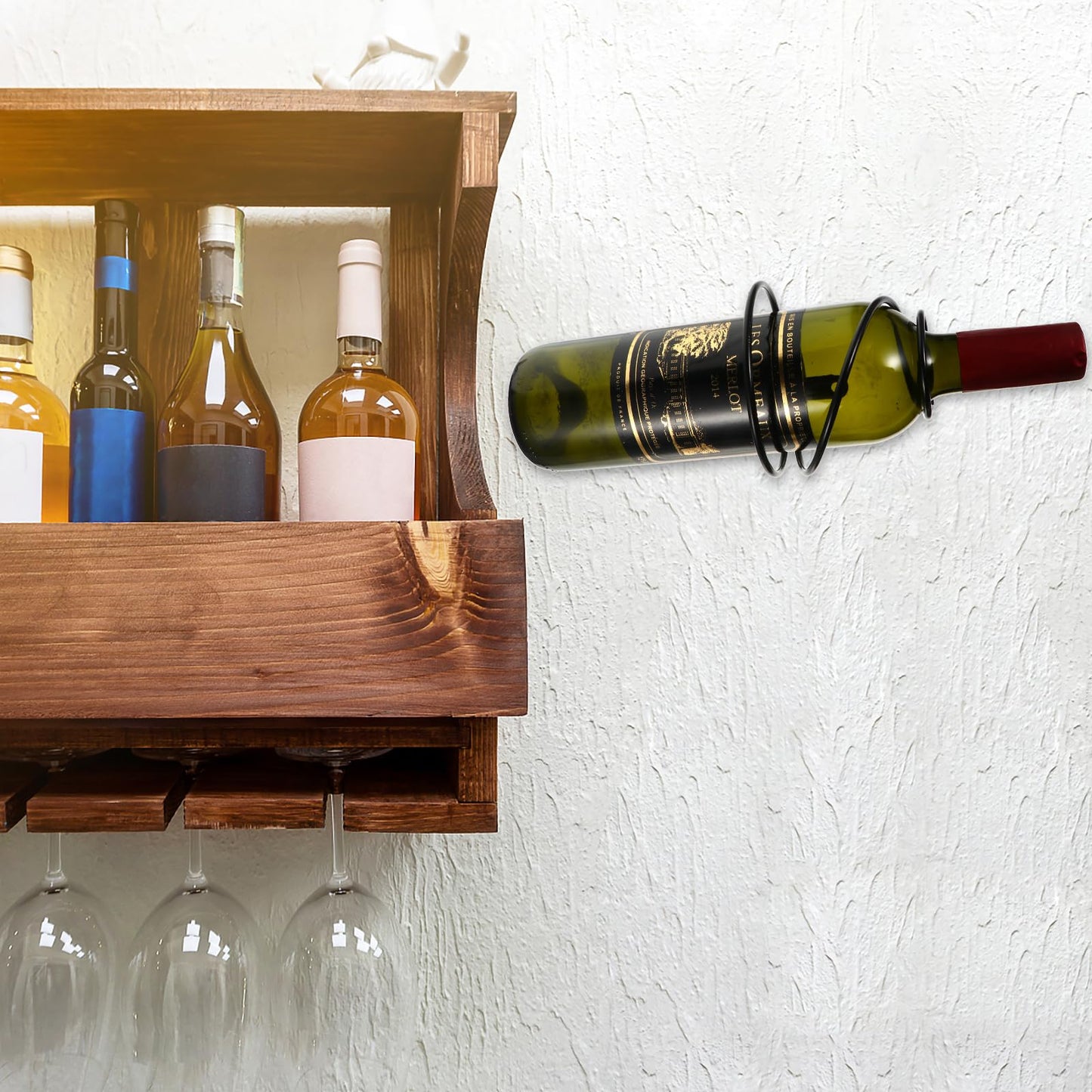 6-piece wall wine racks metal hanging red wine bottle display holder single wine bottle racks organizer for cellar living room