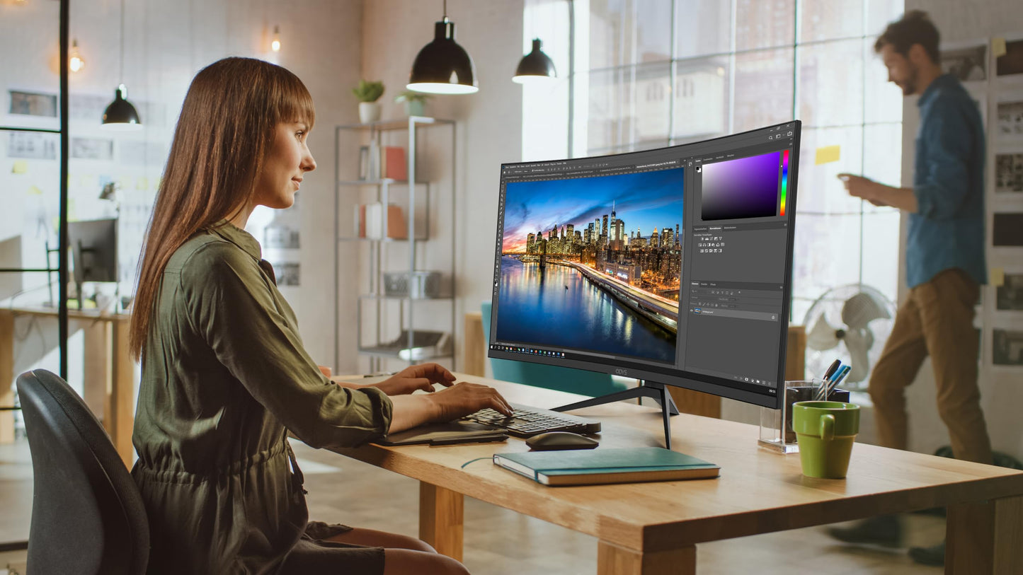 Odys XP32 80cm (32") WQHD Curved Monitor (2,560x1,440 pixels, 165Hz, 1ms response time, AMD FreeSync, NVIDIA G-Sync compatible, blue light reduction, HDMI, Display Port,) black