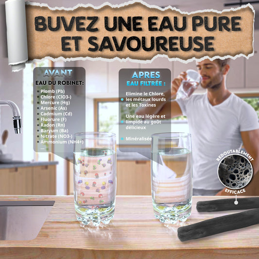 Baytiz® Activated Charcoal Water Filter - Binchotan Activated Charcoal Filter for Water Purification - Water Filter Pitchers Charcoal Water Purifier Air Purifier Charcoal Drinking Bottle Charcoal Filter Drinking Water mm