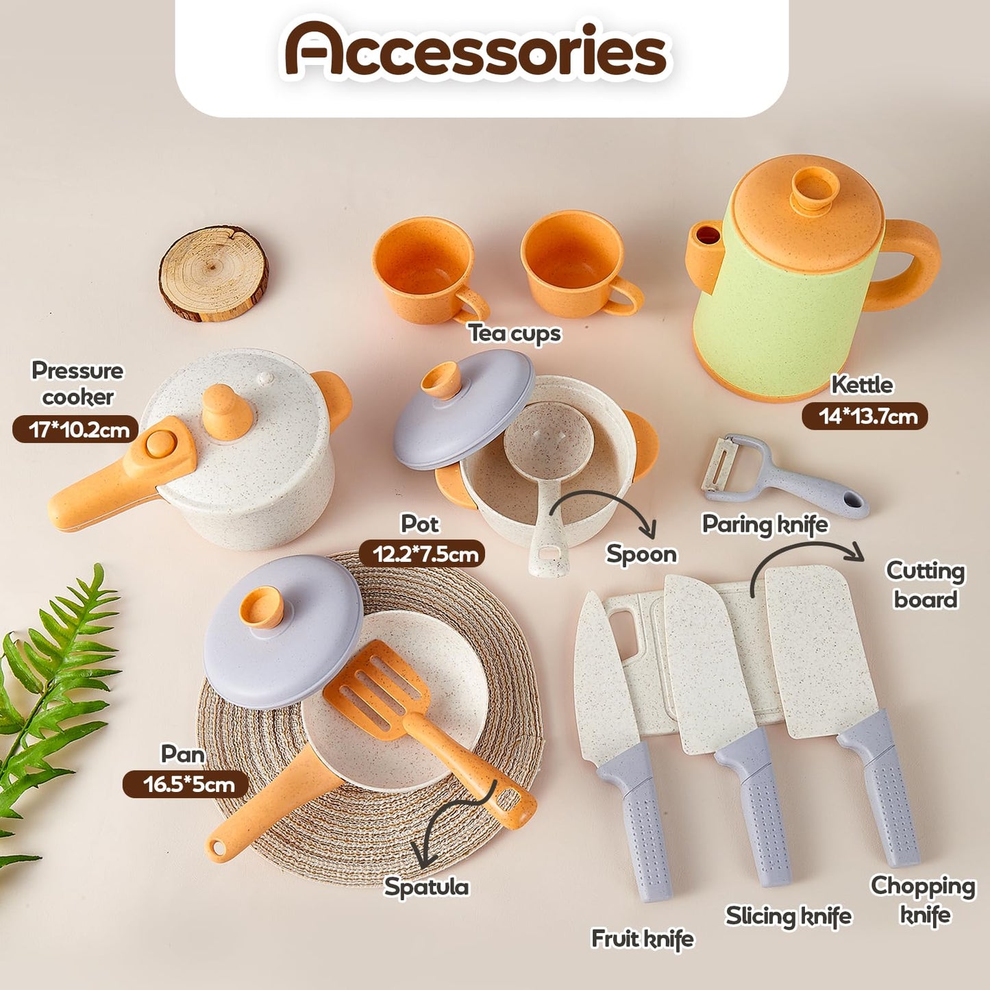 HYAKIDS Kids Kitchen Accessories, Mud Kitchen for Kids Outdoor, Play Kitchen Accessories, Pot Set Cookware, Kitchen Toys for Pretend Play, Gift for Children 3 years and up