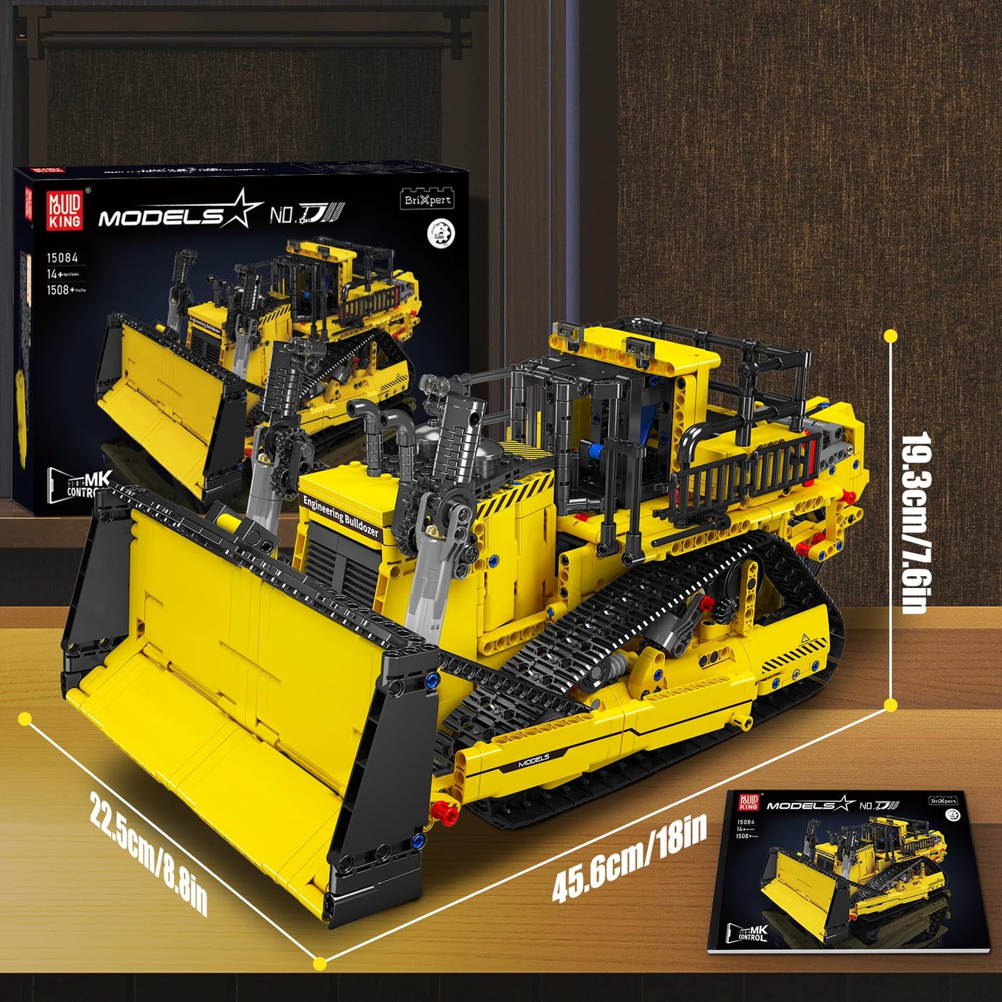 Mould King Technic Bulldozer, with remote controlled construction toy, 2.4 GHz RC truck kit, motorized technical vehicles (1508 pieces)