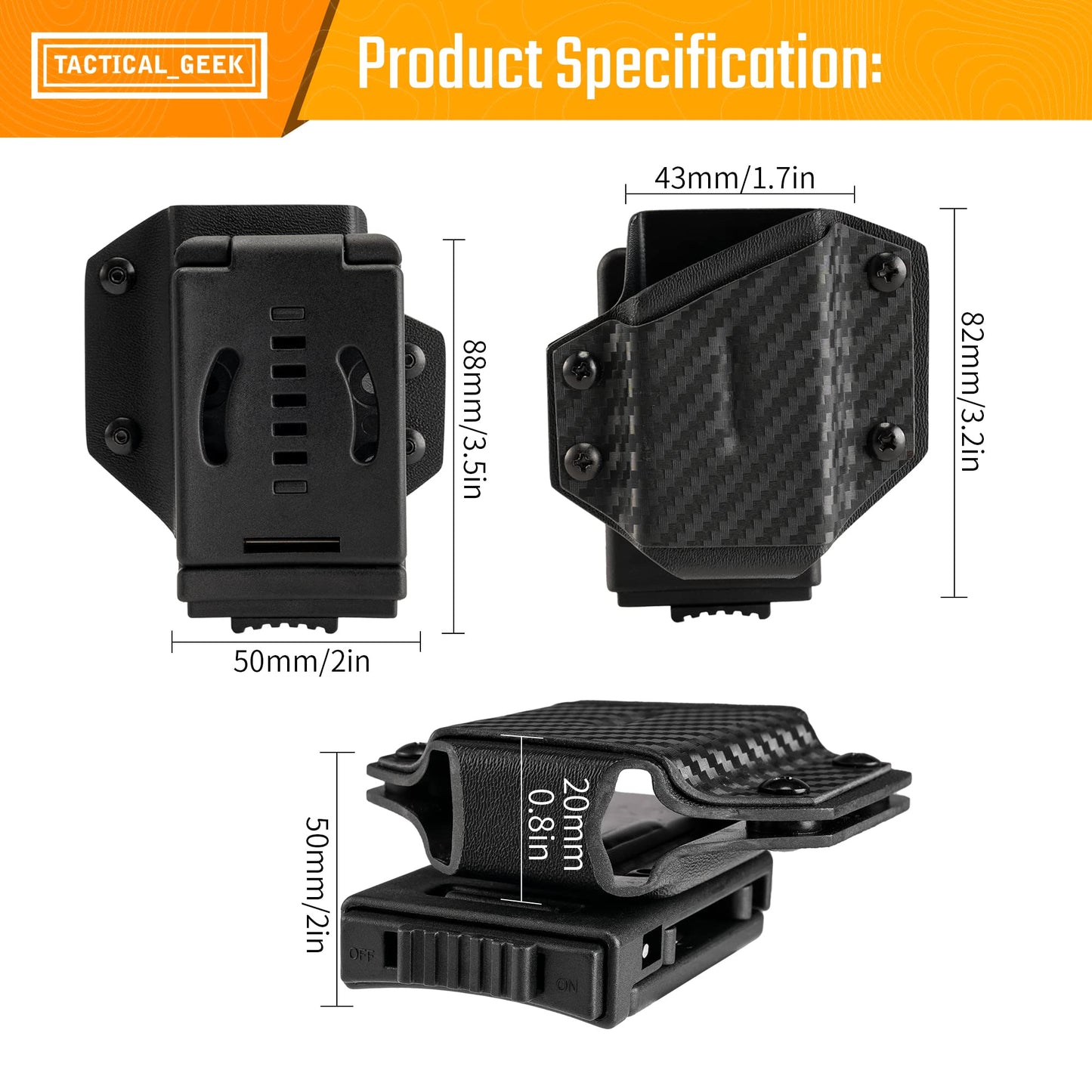 TACTICAL GEEK TX1 Multitool Sheath, EDC Multi-Tool Sheath Holder Holster, Adjustable Sheath with Back Clip for Belt, Multi-Tool Not Included, Black Carbon Fiber Pattern