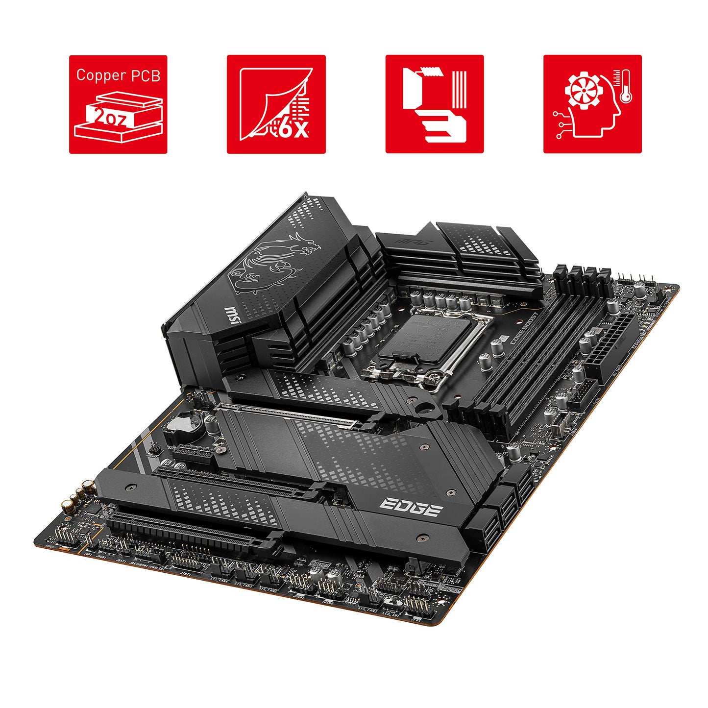 MSI MPG Z690 EDGE WIFI DDR4 Gaming motherboard ATX, supports Intel Core 12th Gen processors, LGA 170, Direct 16 Phase VRM 75A, Memory Boost 5200MHz/OC, 1 x PCIe 5.0 x16, 4 x M.2 Gen4, Wi-Fi 6.