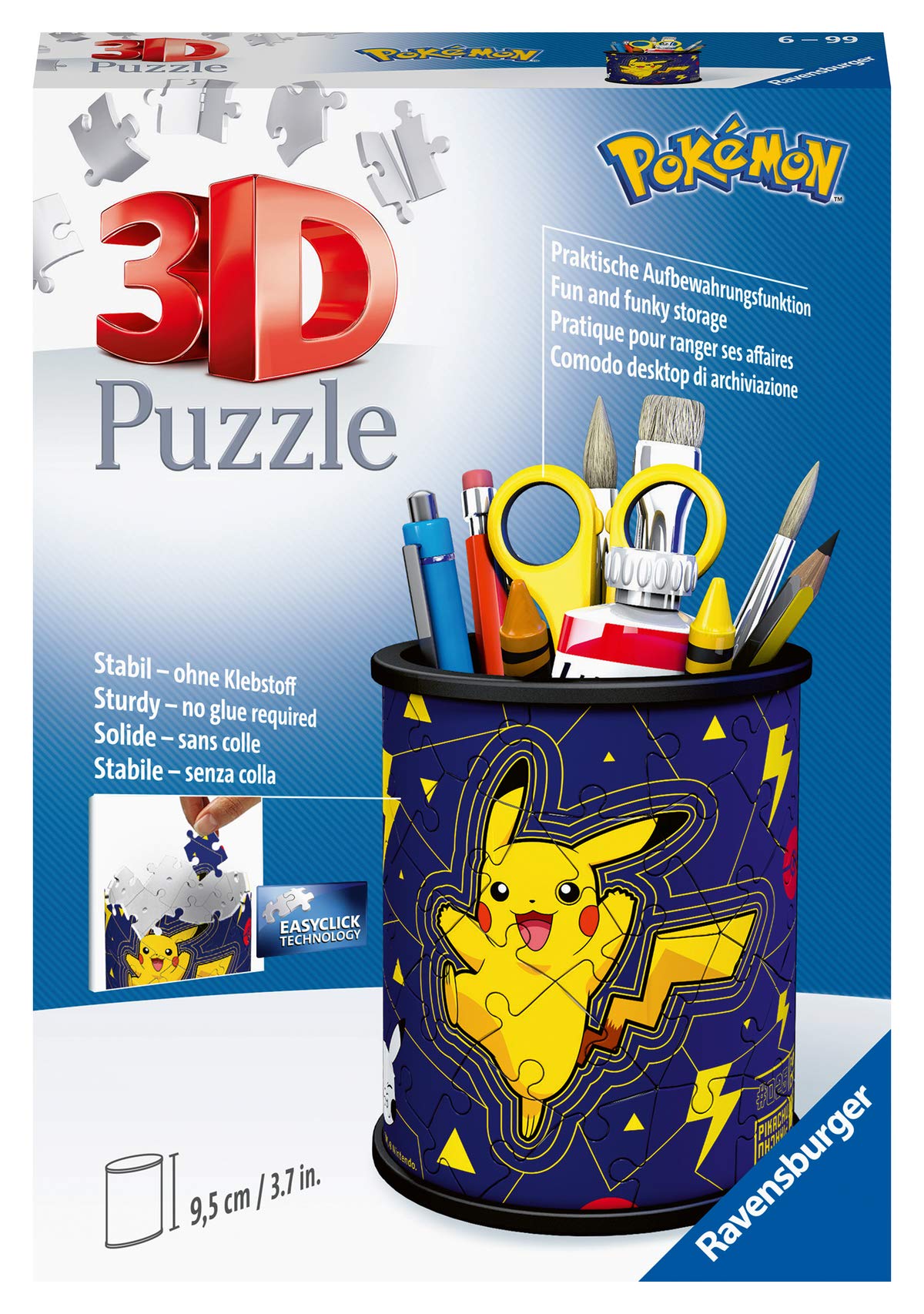 Ravensburger children's puzzle 10035 - Pokémon Types - 150 pieces XXL Pokémon puzzle & 3D puzzle 11257 - Utensilo Pokémon Pikachu - 54 pieces