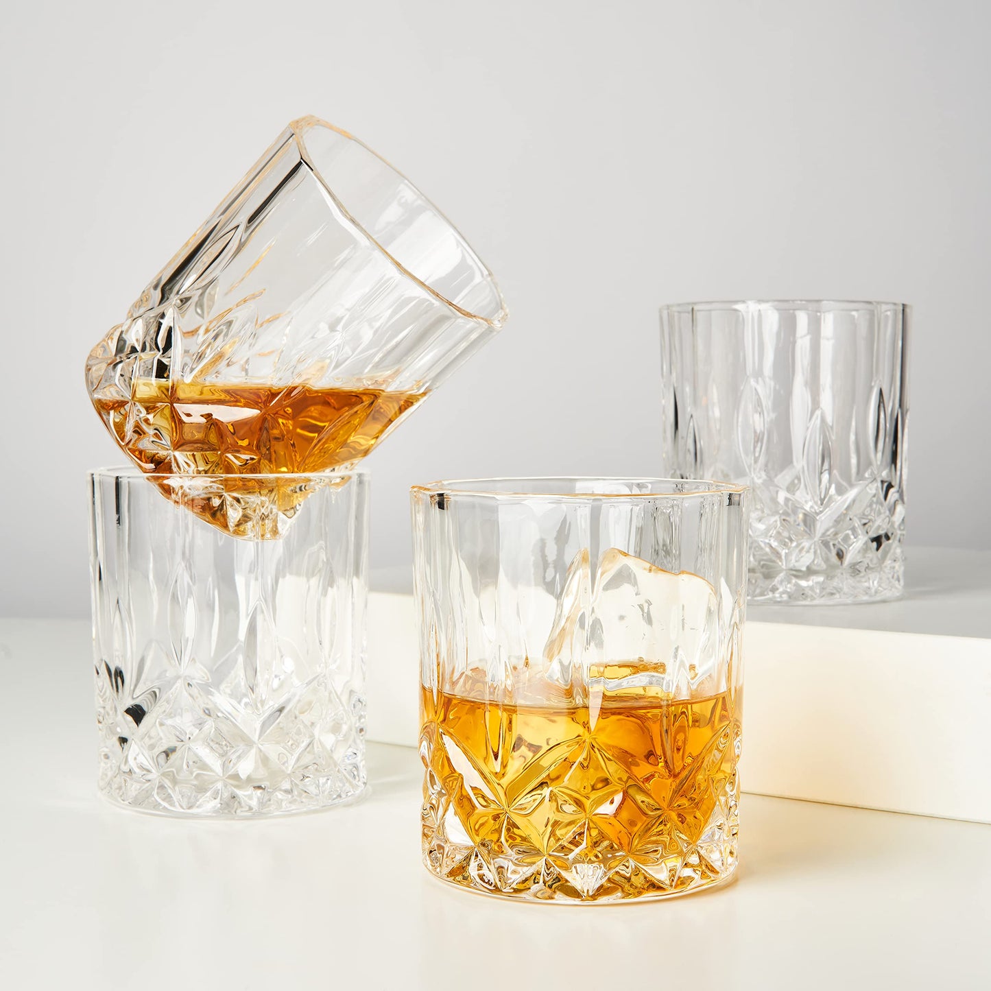 Whiskey 5832 Admiral Crystal Tumblers, Set of 4 by Home & Kitchen, 9 ounces, Clear