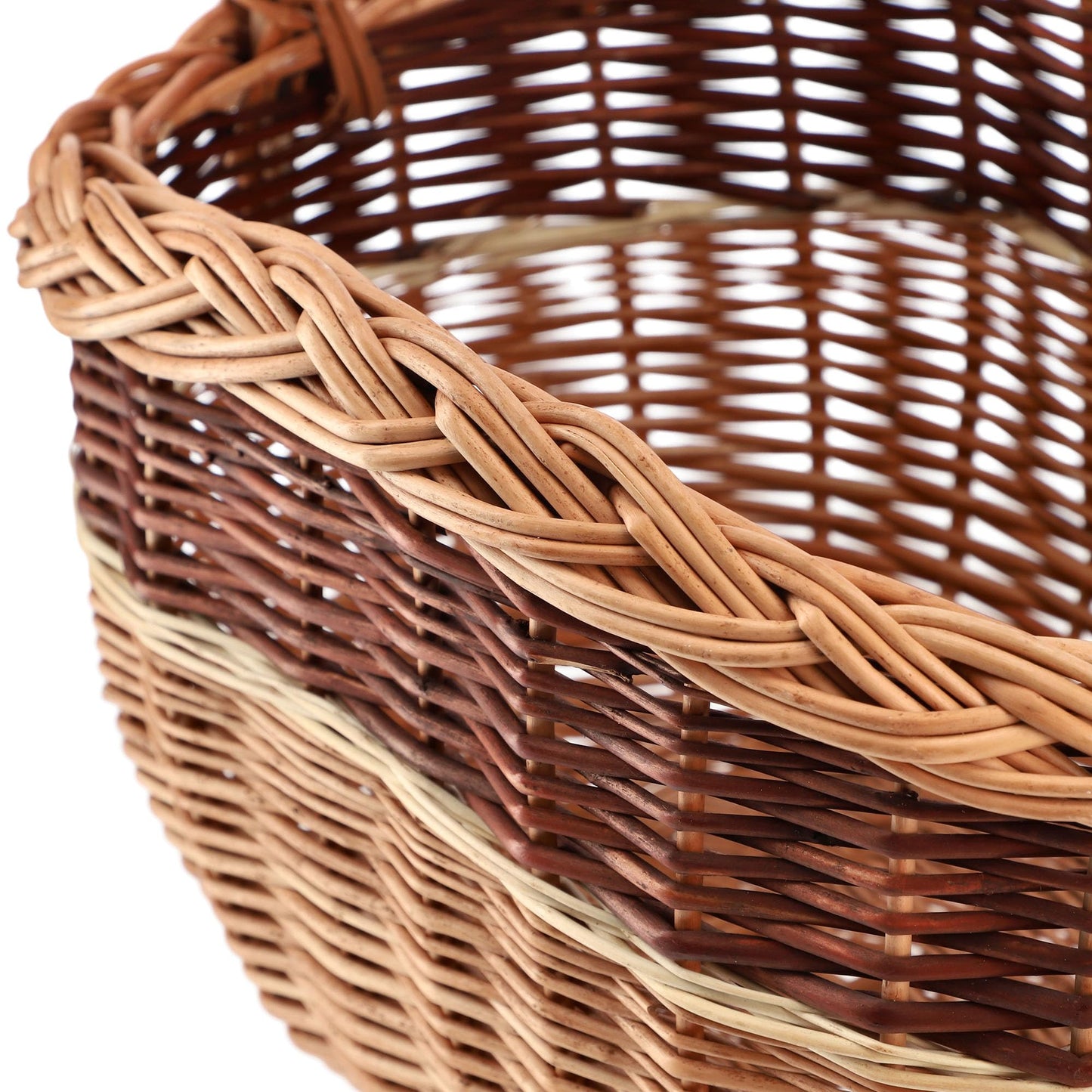 KADAX wicker basket for mushrooms, oval basket for shopping, sturdy picnic basket with handle, bottle basket, basket for the garden, carry basket (mix, 43x30x43cm)
