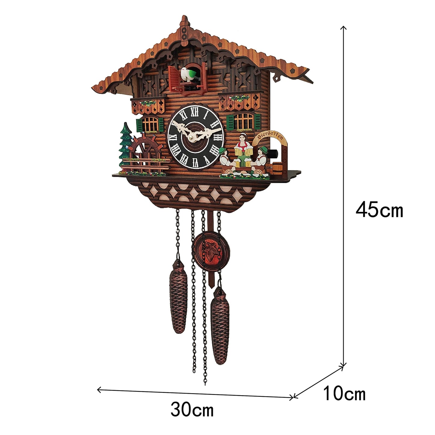 PIAOPIAO Cuckoo Clock, Black Forest Cuckoo Clocks Carved, Wooden House Scene Cuckoo Clock, Original with Cuckoo Call, Suitable for Living Room Bedroom Kitchen Restaurant Café Hotel Decoration