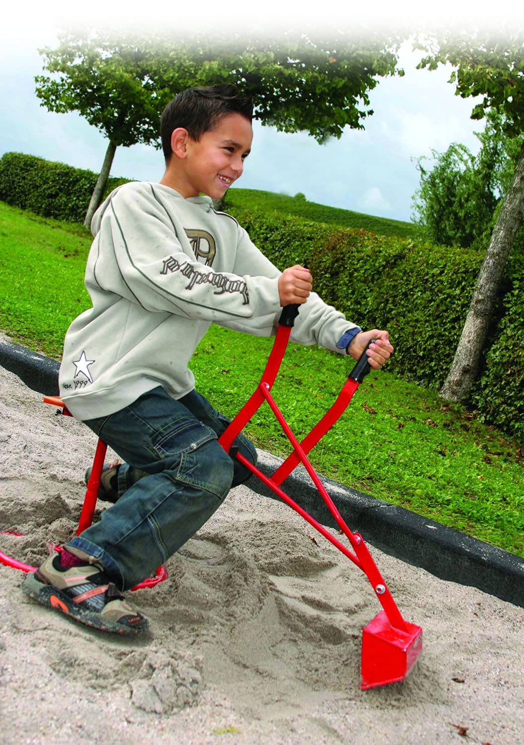 4ever play Giant Sand Digger & Construction Helmet - Set Metal Excavator Backhoe