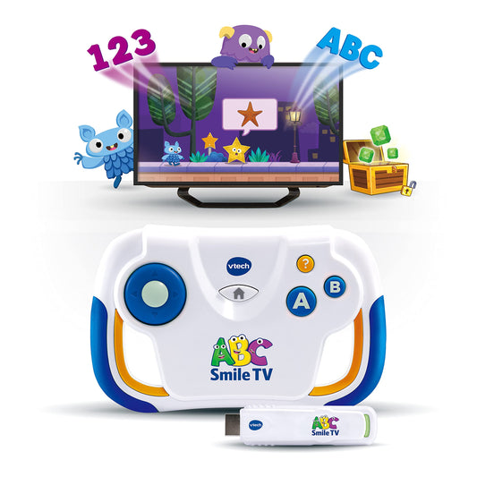 Vtech ABC Smile TV - Wireless learning console with HDMI stick for the TV with 15 game levels for hours of educational fun - For ages 3-7 - German