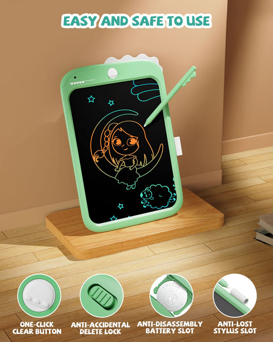 10-inch LCD writing tablet, electronic digital writing and color screen graffiti board, gifts for kids and adults aged 3, 4, 5, 6, 7, 8 (Green)