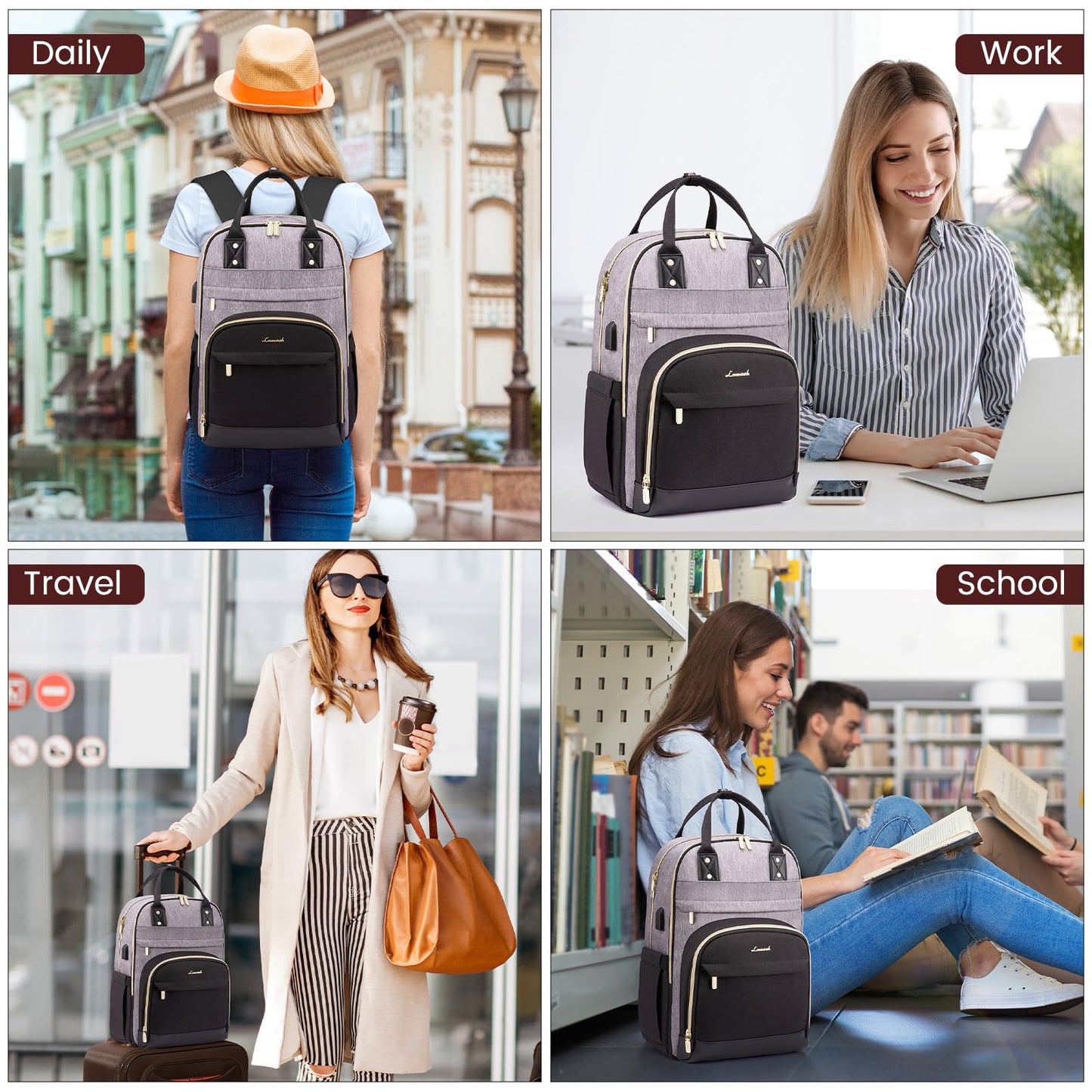 LOVEVOOK backpack for women, laptop backpack for 17 inch laptops, school backpack for girls and teenagers, waterproof school bag for boys, anti-theft school bag for school, travel, work. Lightweight.