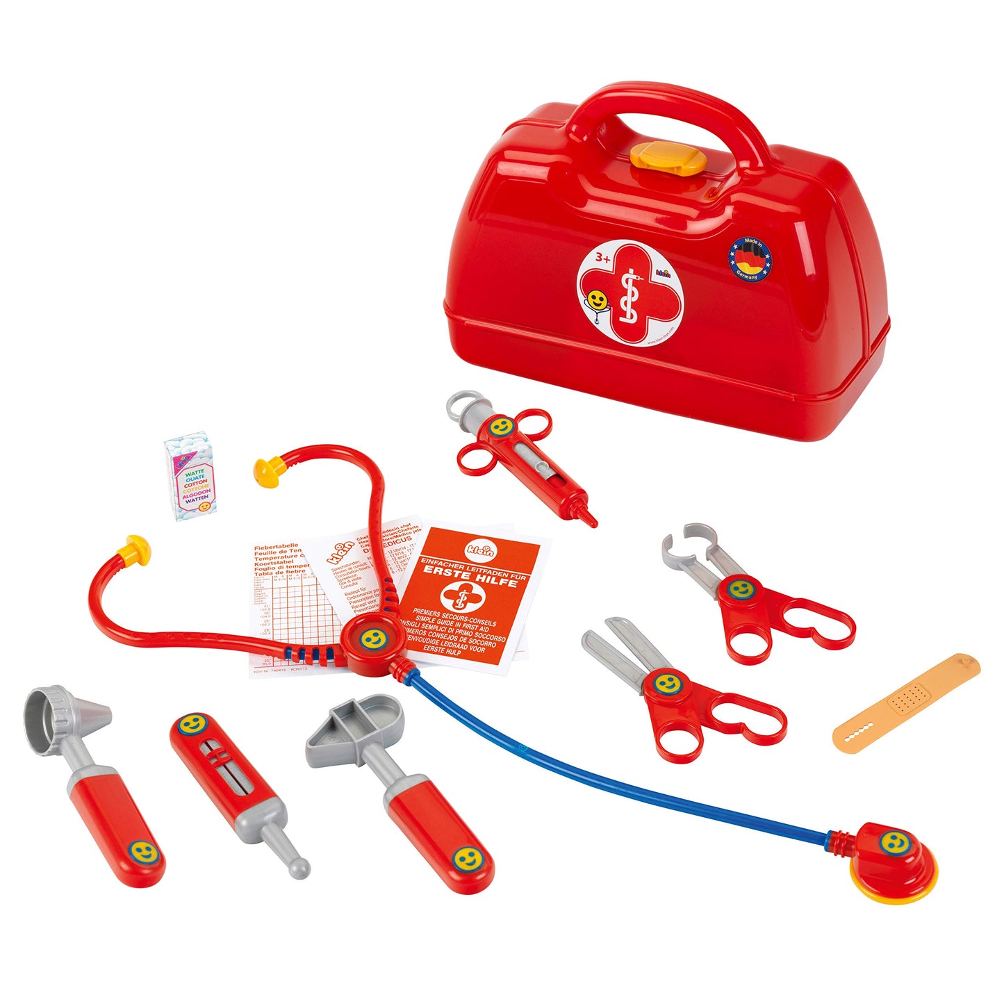 Theo Klein 4457 Doctor's Case | With Stethoscope & 8573 Tool Box | 7-piece Tool Set | Sturdy box with convenient carrying handle | Toy for children ages 3 and up