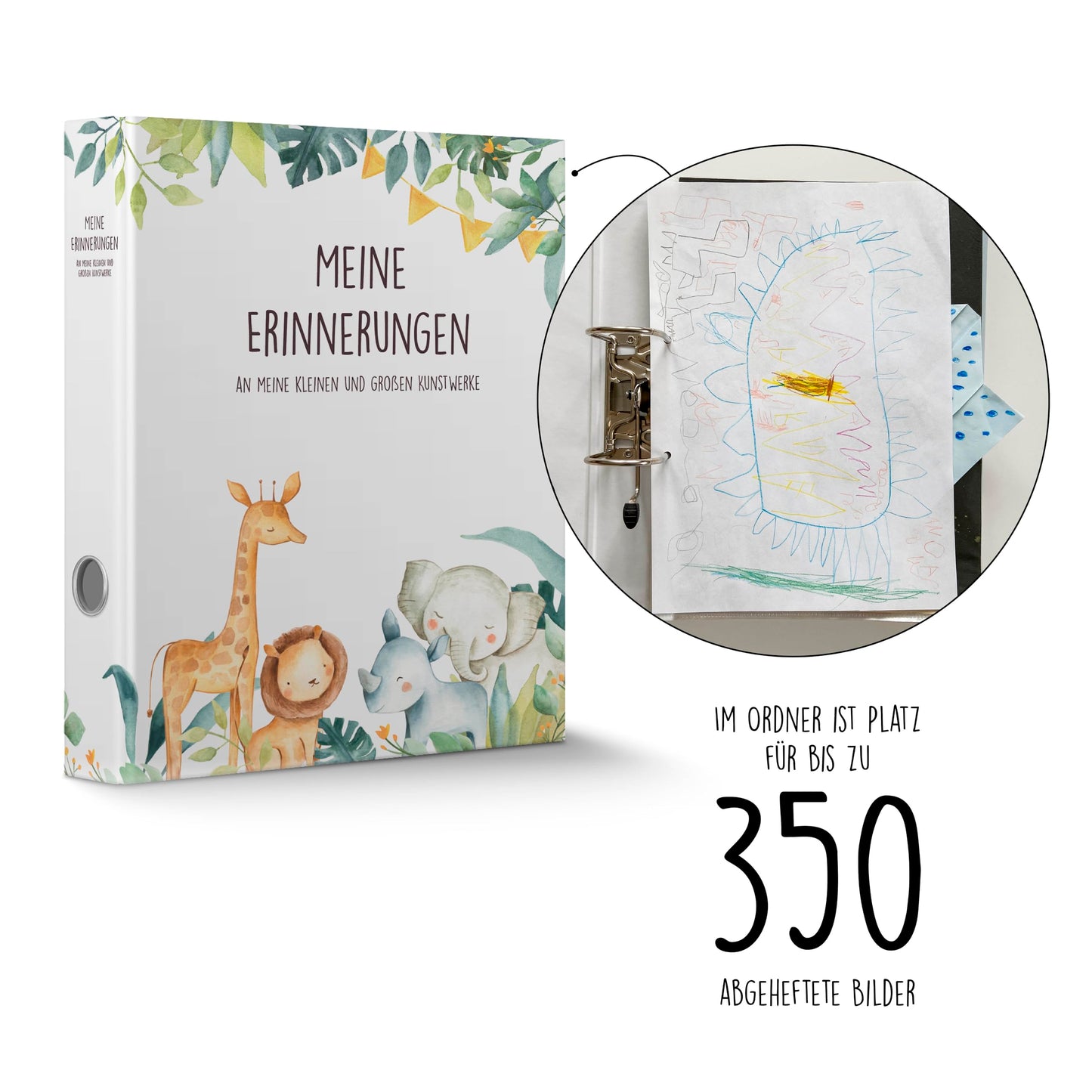 CALLUNA® "My Memories" collection folder with handle - kindergarten folder - kindergarten collection folder - resource-saving production - includes EXTRA treasure hunt - gift - baby animals.