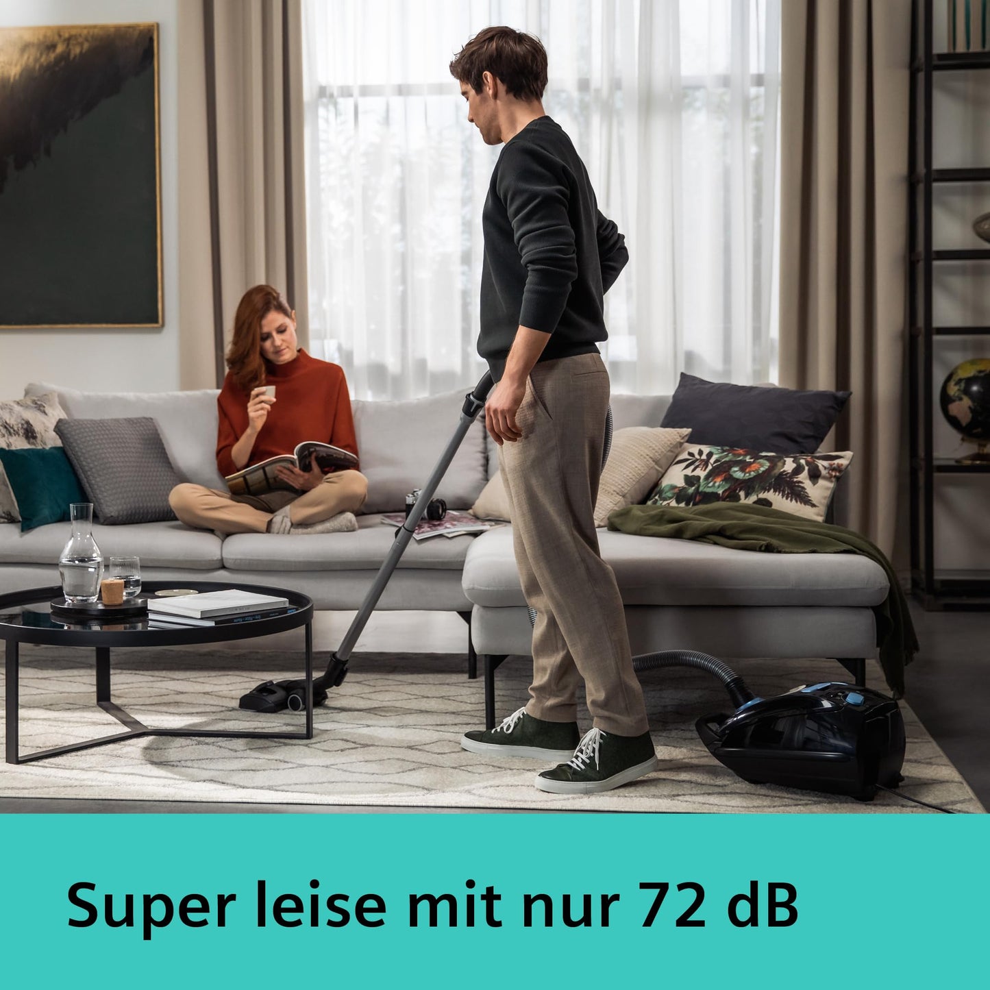 Siemens vacuum with bag Q5.0 Extreme silencePower VSQ5X1232, for allergy sufferers, hygiene filter, strong suction power on parquet, carpet and tiles, long cable, Made in Germany, 850 W, black