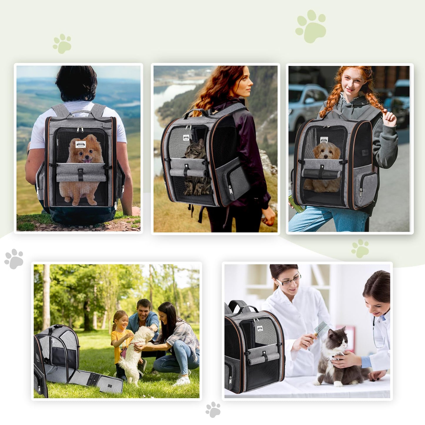 Lekebobor Cat Backpack Carrier, expandable pet carrier backpack for small dogs, medium cats, up to 18 lbs, dog backpack carrier, hiking, outdoor use