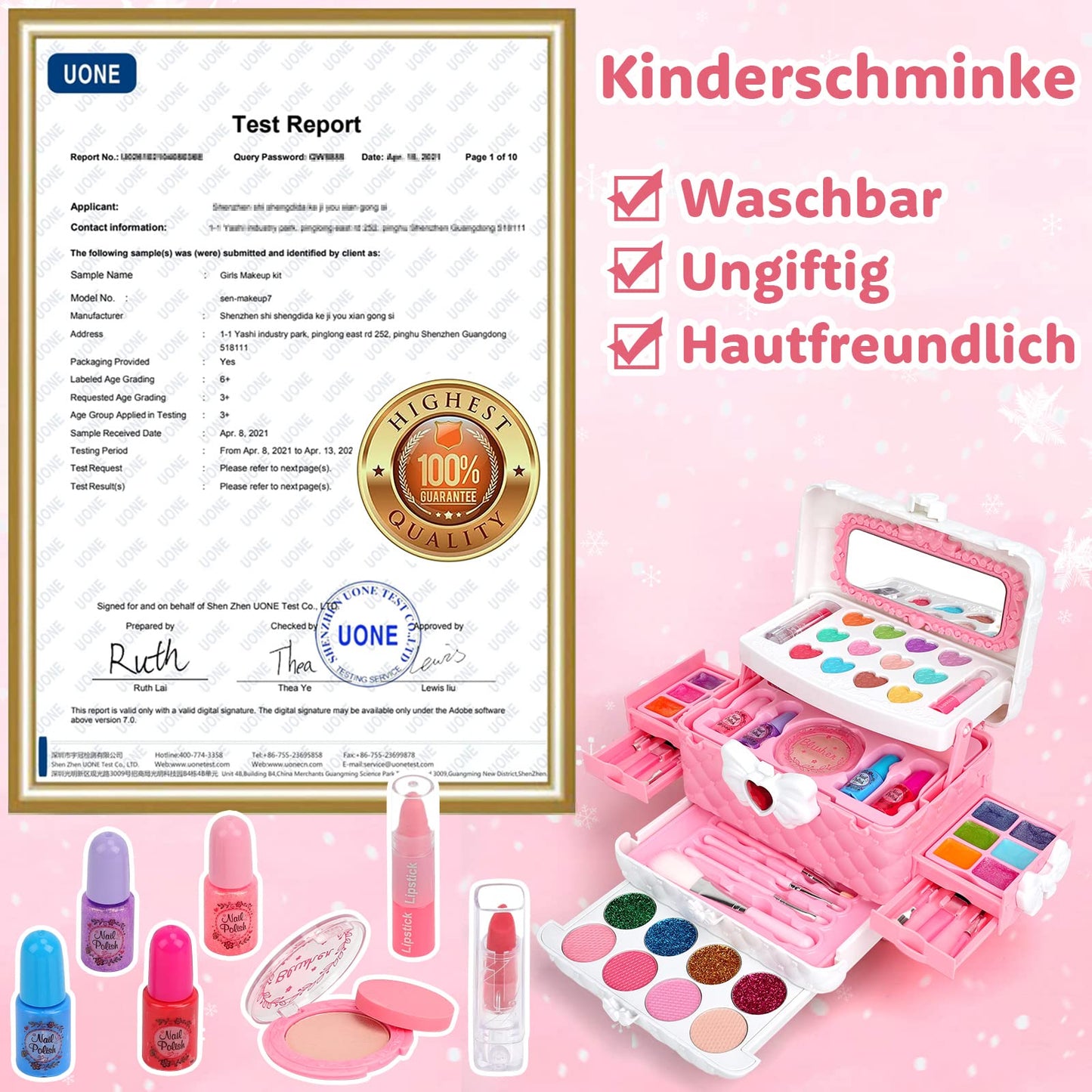 Make-up case for girls 55 pieces Washable children's makeup set Gift 3 4 5 6 7 8 9 10 years