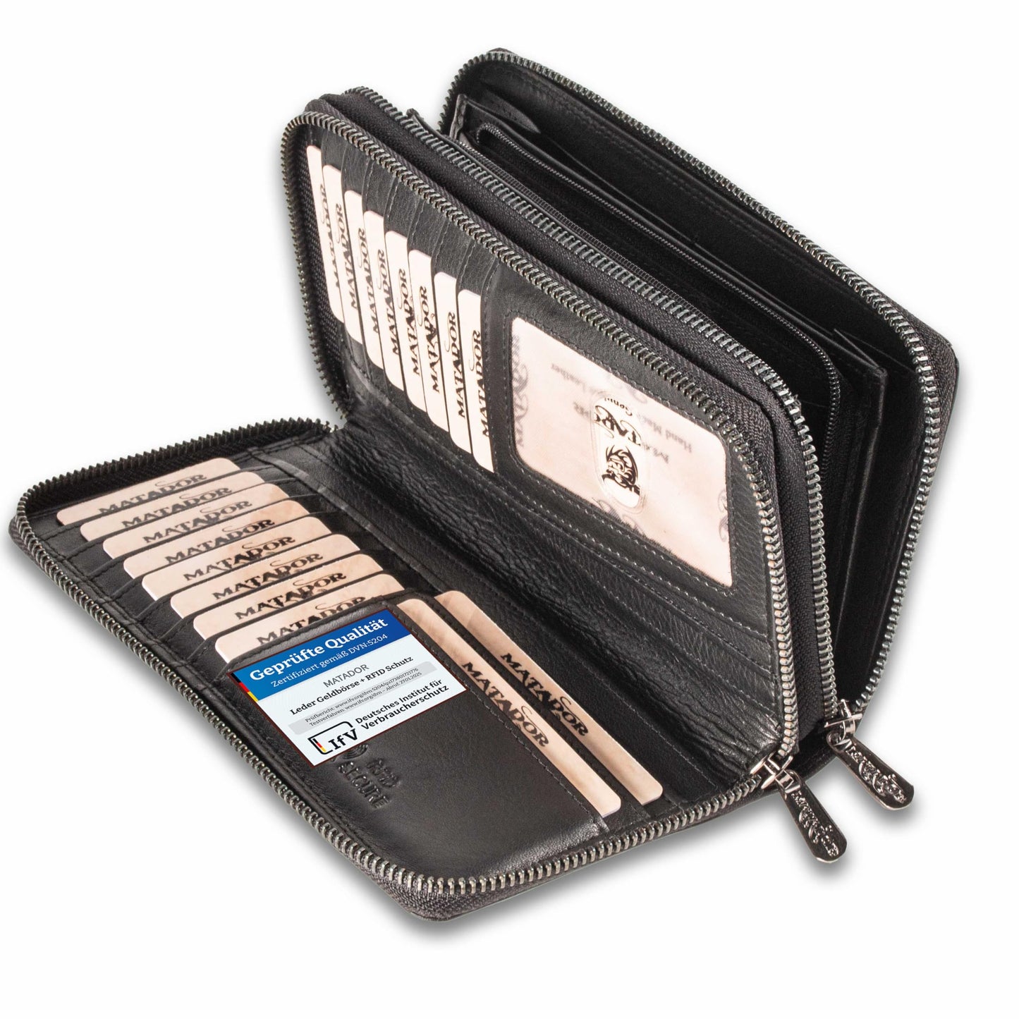 MATADOR black women's wallet #Madrid with elegant gift box, stylish leather wallet with RFID, large women's purse, luxury women's gift with many card slots.