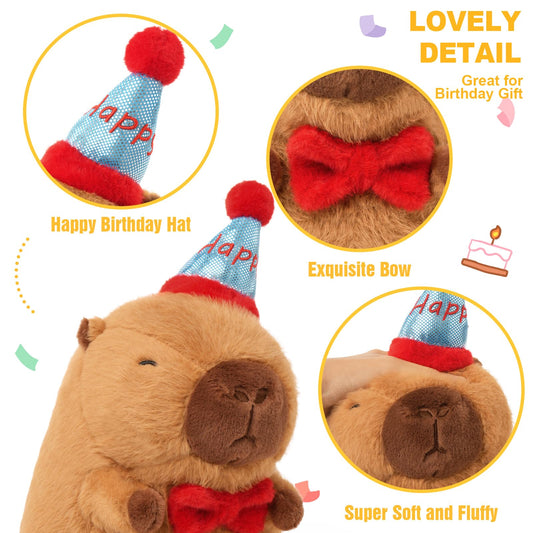 Shownicer plush toy Capybara stuffed animal Kawaii Capybara plush pillow toy gift for adults kids 3+ years (birthday B, 25cm)