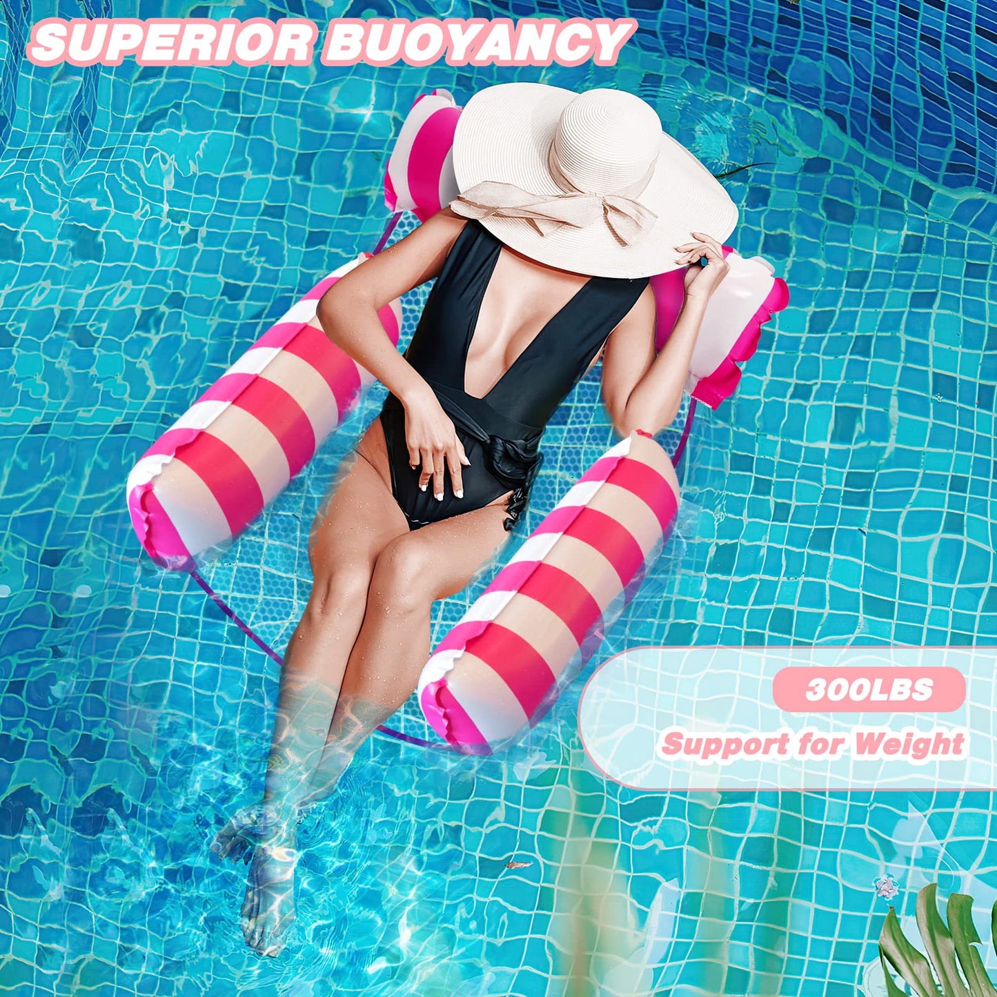 MLRYH 3-piece inflatable pool floats, pool toy 4 In 1 inflatable water toy pool accessories, pool inflatable water hammock for chair mattresses seat swimming pool mattress.
