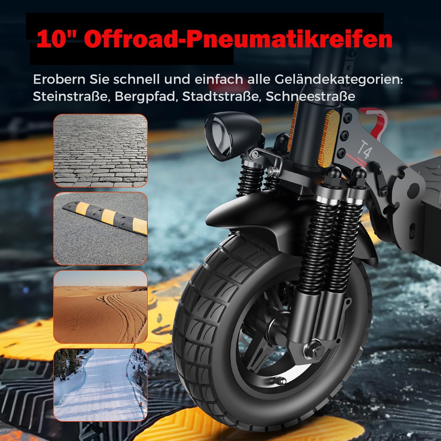 T4 10" off-road electric scooter with chain lock