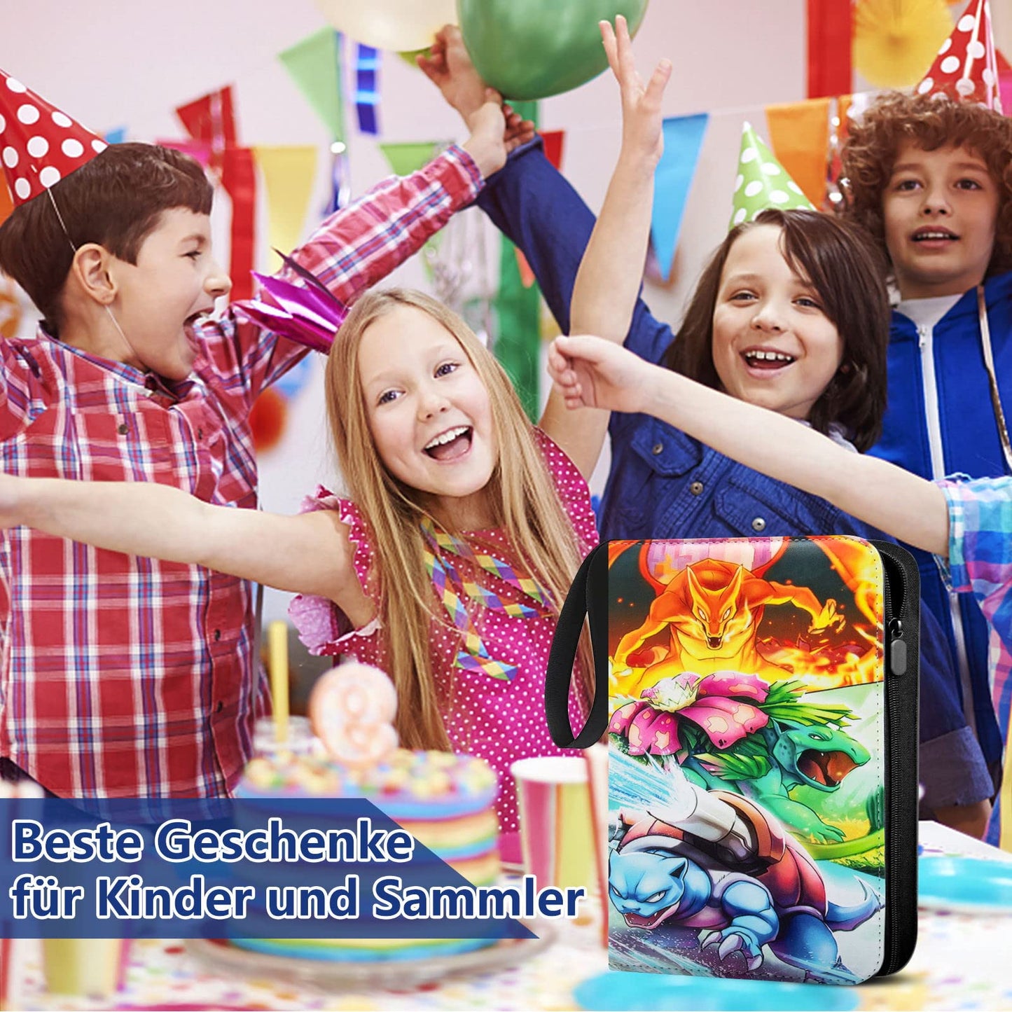 Pokemon card collector's album, 50 pages, 400 pockets, portable waterproof PU card holder. Perfect gift for kids.