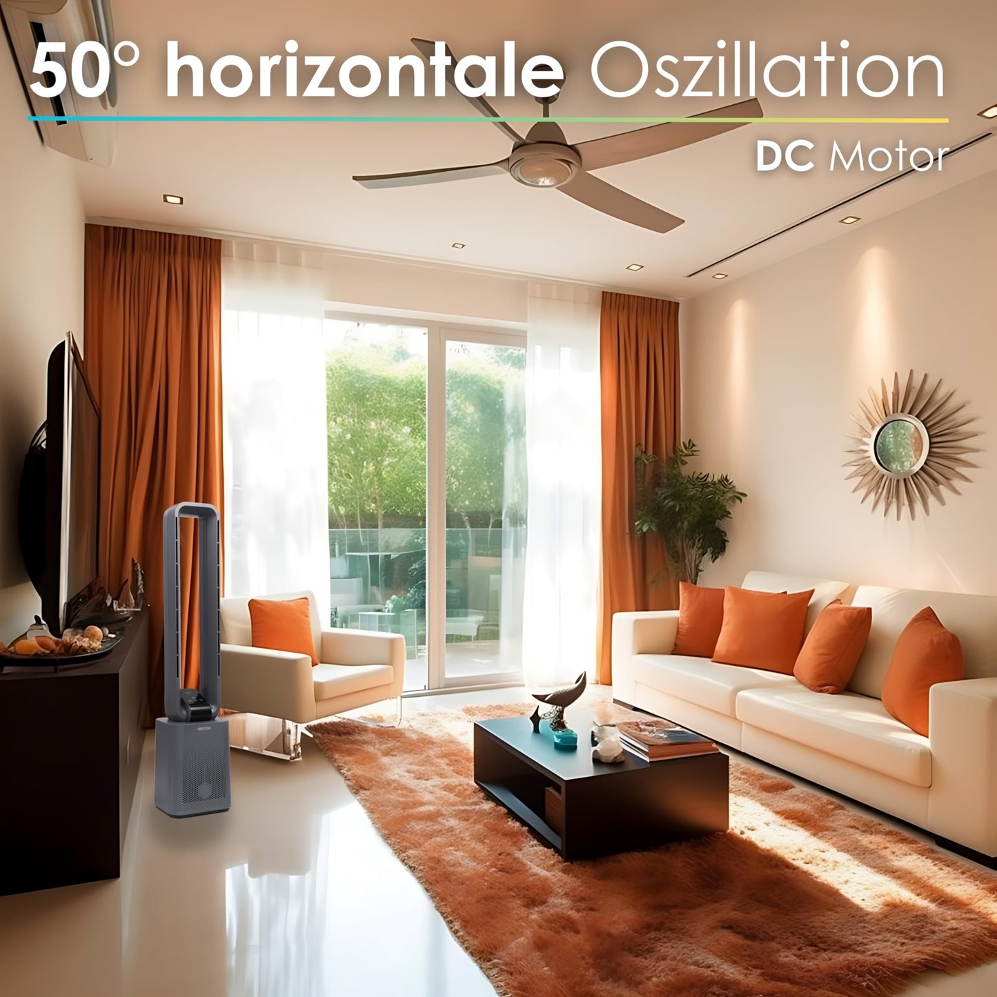 Echo's tower fan extremely quiet fan quiet DC motor remote control oscillating LED display 3 modes 12 levels tower fan column fan stand fan air cooler 15h timer tower fan