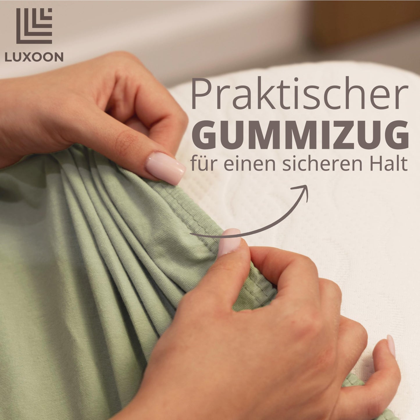 Luxoon pillowcase for health pillows - 95% cotton / 5% elastane, breathable and skin-friendly, washable, for comfort and hygiene 2-pack 30-45 x 50-65 cm, sage green