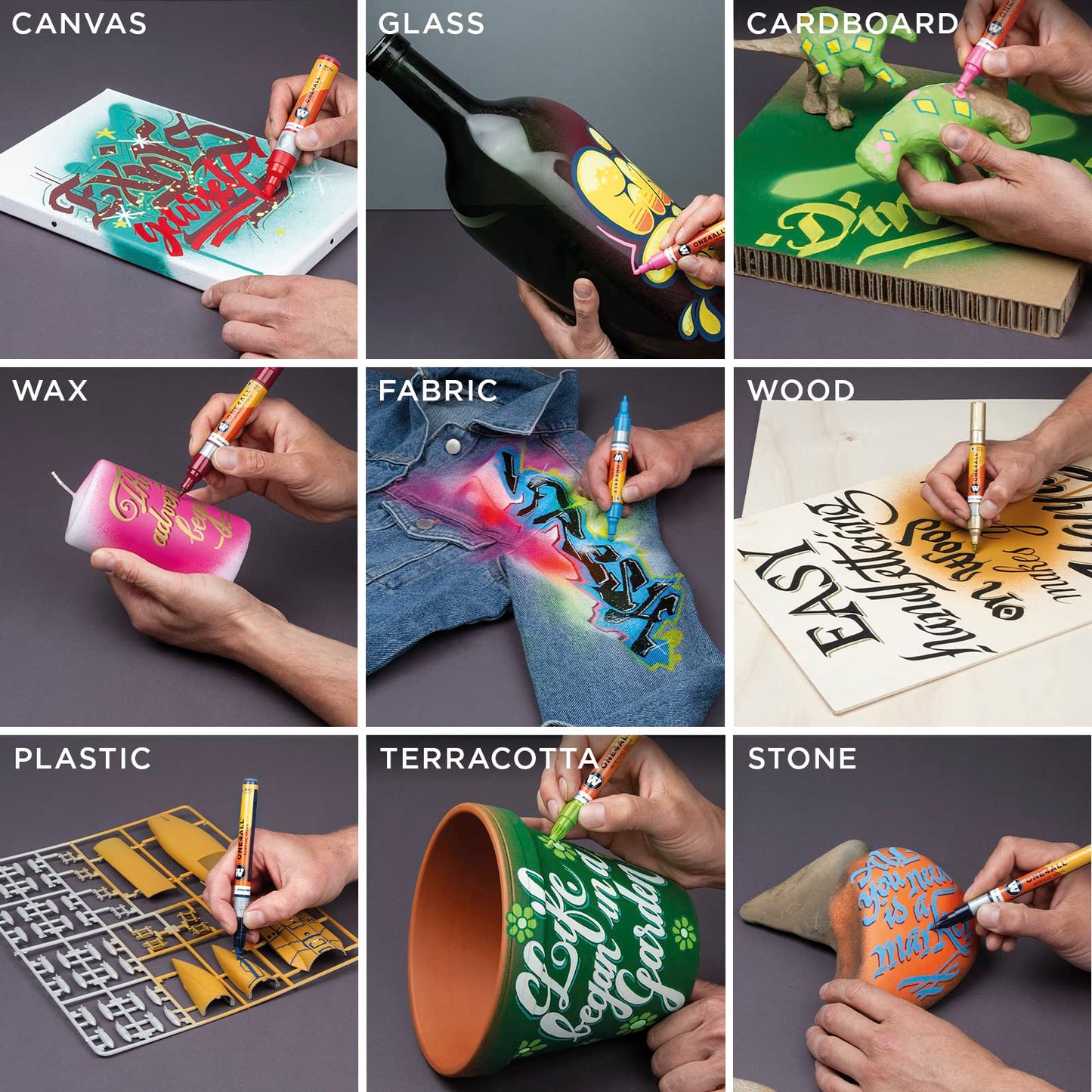 Molotow One4All 127HS Acrylic Marker Basic Set 1 (2.0 mm line width, highly opaque and permanent, UV-resistant, for almost all surfaces) 10 pieces assorted.