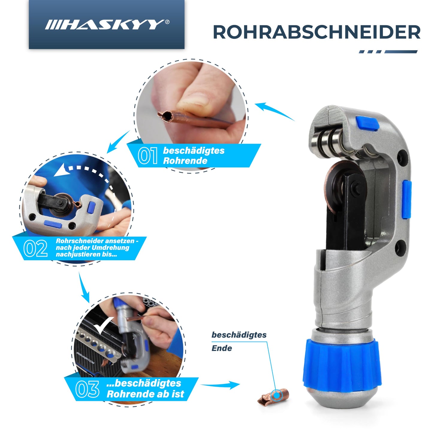 HASKYY Flaring Tool I 5-19MM I 1/8'-3/4' I Flaring Device Swivel Flaring Tool Air Conditioning R407c R410a with Pipe Cutter