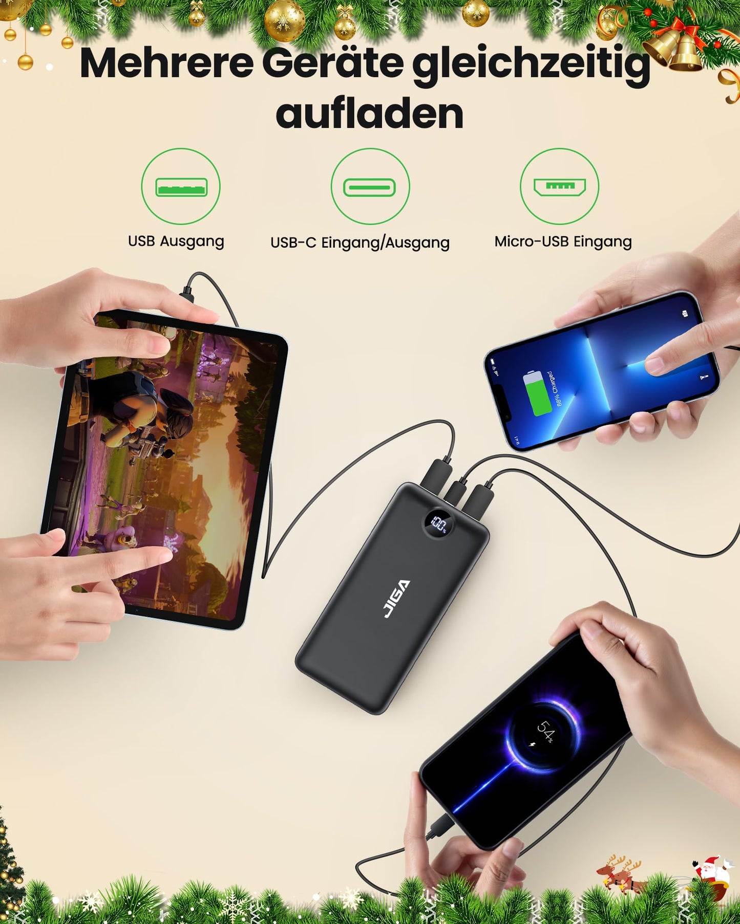 Power Bank 27000mAh Powerbank 22.5W External Battery, PD20W USB C Output Fast Charging Portable Charger for iPhone 16 15 14 13Pro, Huawei, Samsung, etc.