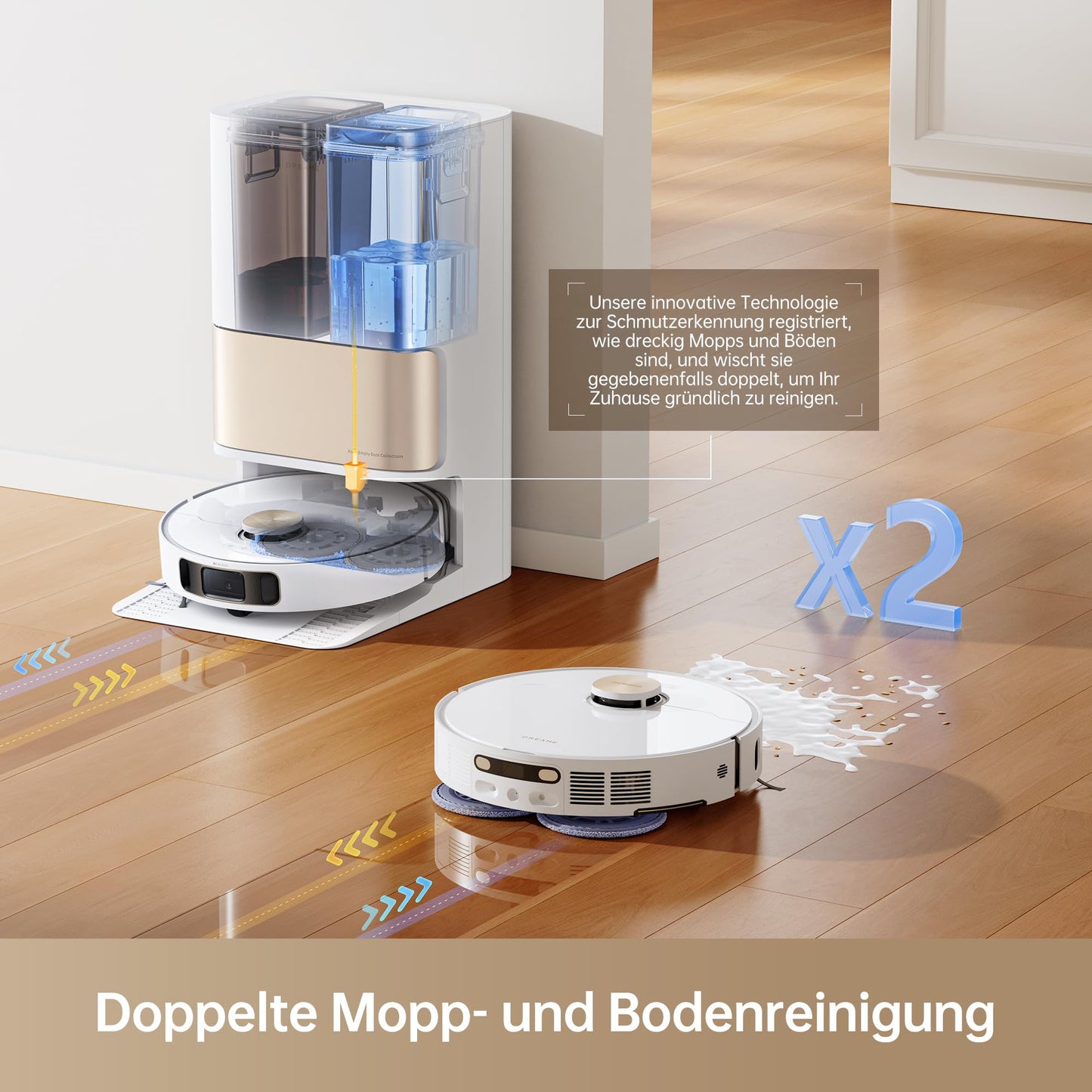 Dreamet L10s Pro Ultra Heat Robot Vacuum with Automatic Mop Cleaning with hot water, mop extension, 7,000 Pa suction power, dual mop and floor cleaning, carpet detection.