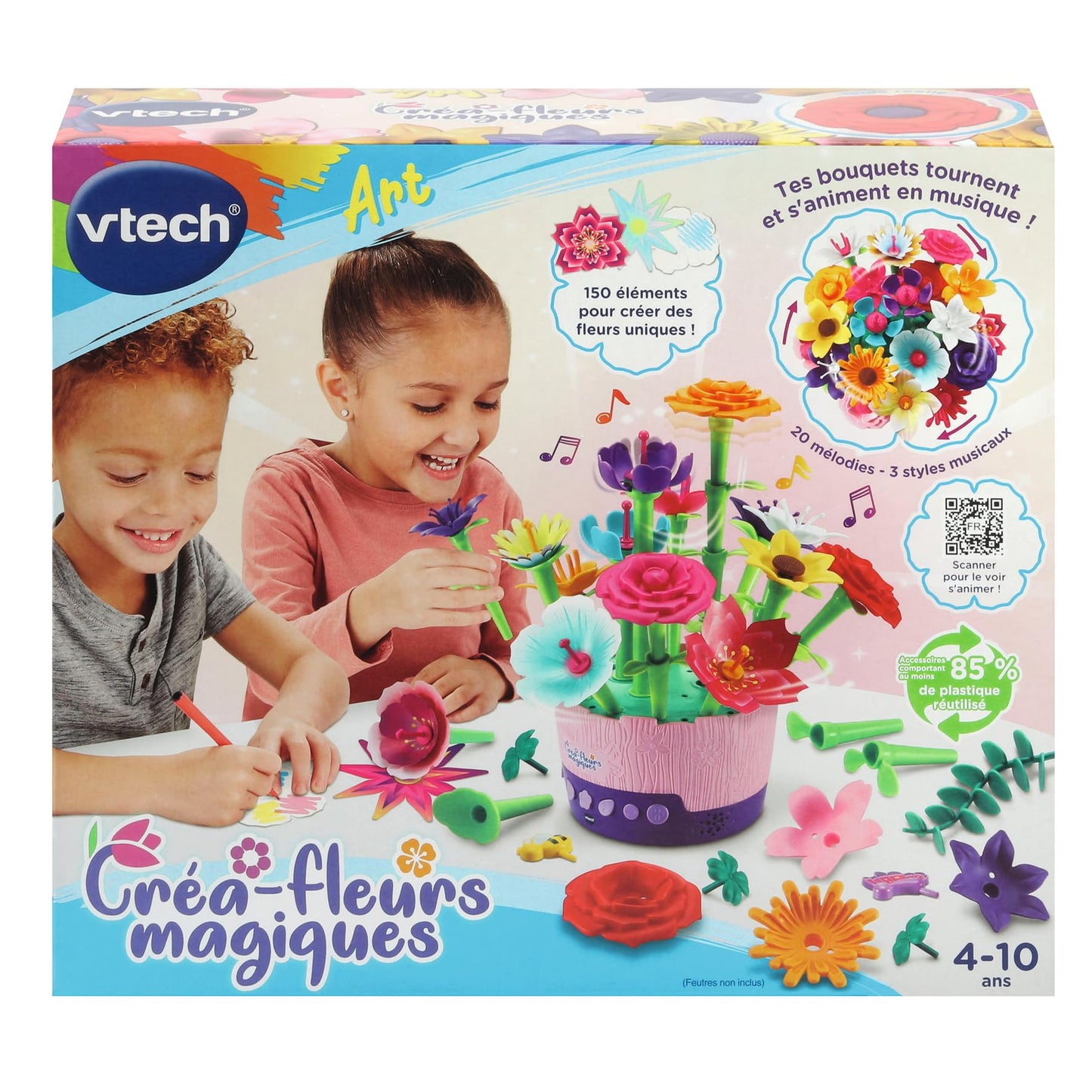 VTech - Magic Flowers, creative workshop for kids, musical flower bouquet, made from more sustainable materials, creative hobby, gift for children aged 4 to 10 years - content on