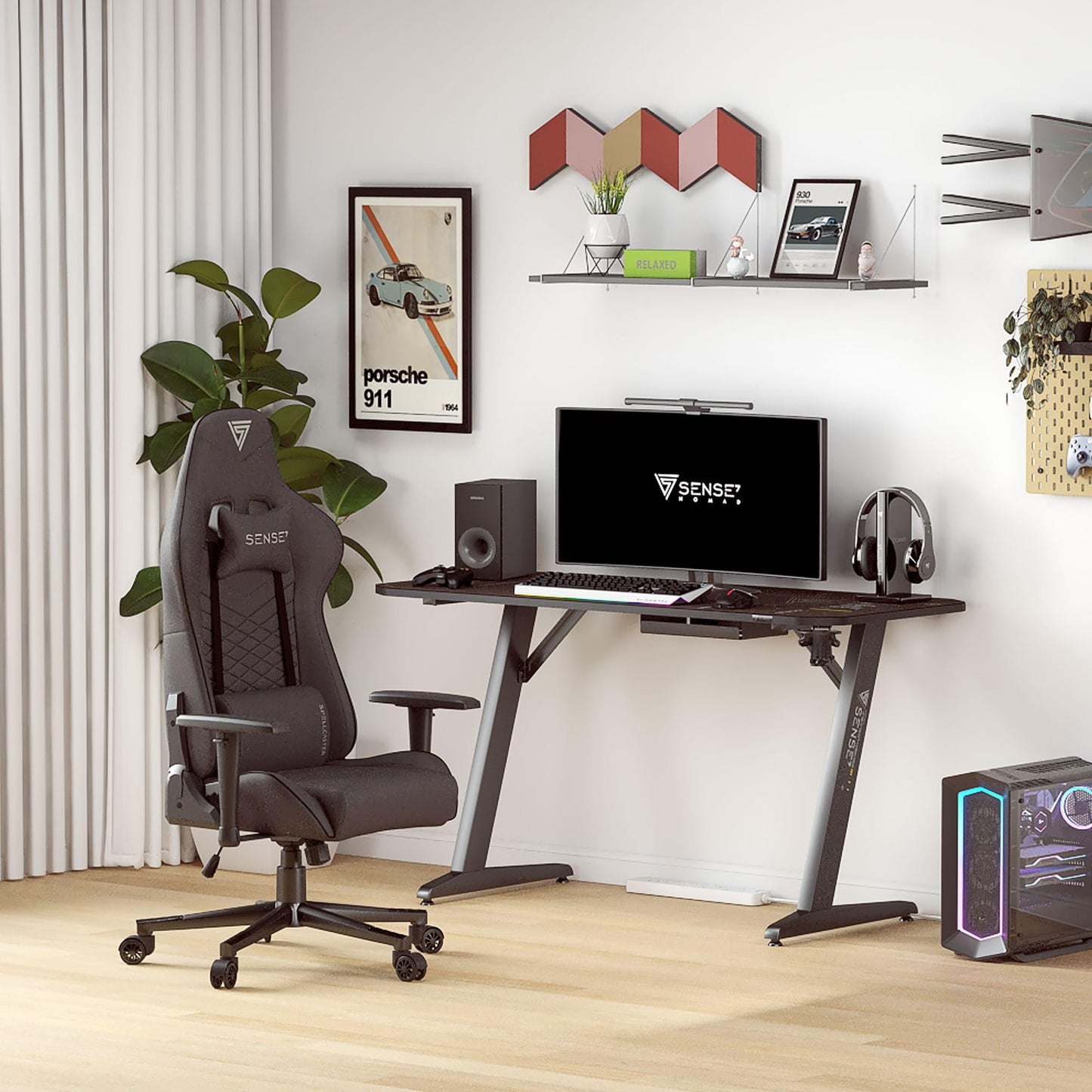 SENSE7 Gaming Fabric Spellcaster Office Chair Gamer Ergonomic seat Armrest One-piece steel frame Adjustable tilt angle Black, 43-52 x 69.5 x 57, 5902659841537