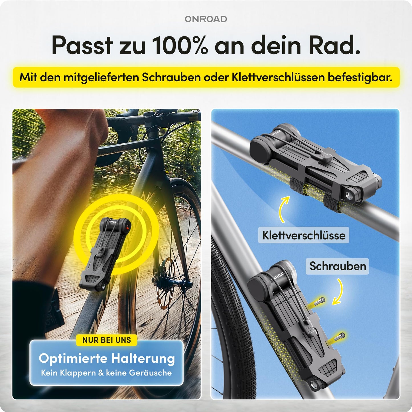ONROAD foldable bike lock Onlock Ultra 120cm theft-proof - High security bike lock - Robust & heavy-duty foldable bike lock with bracket - Ideal for E-Bikes.
